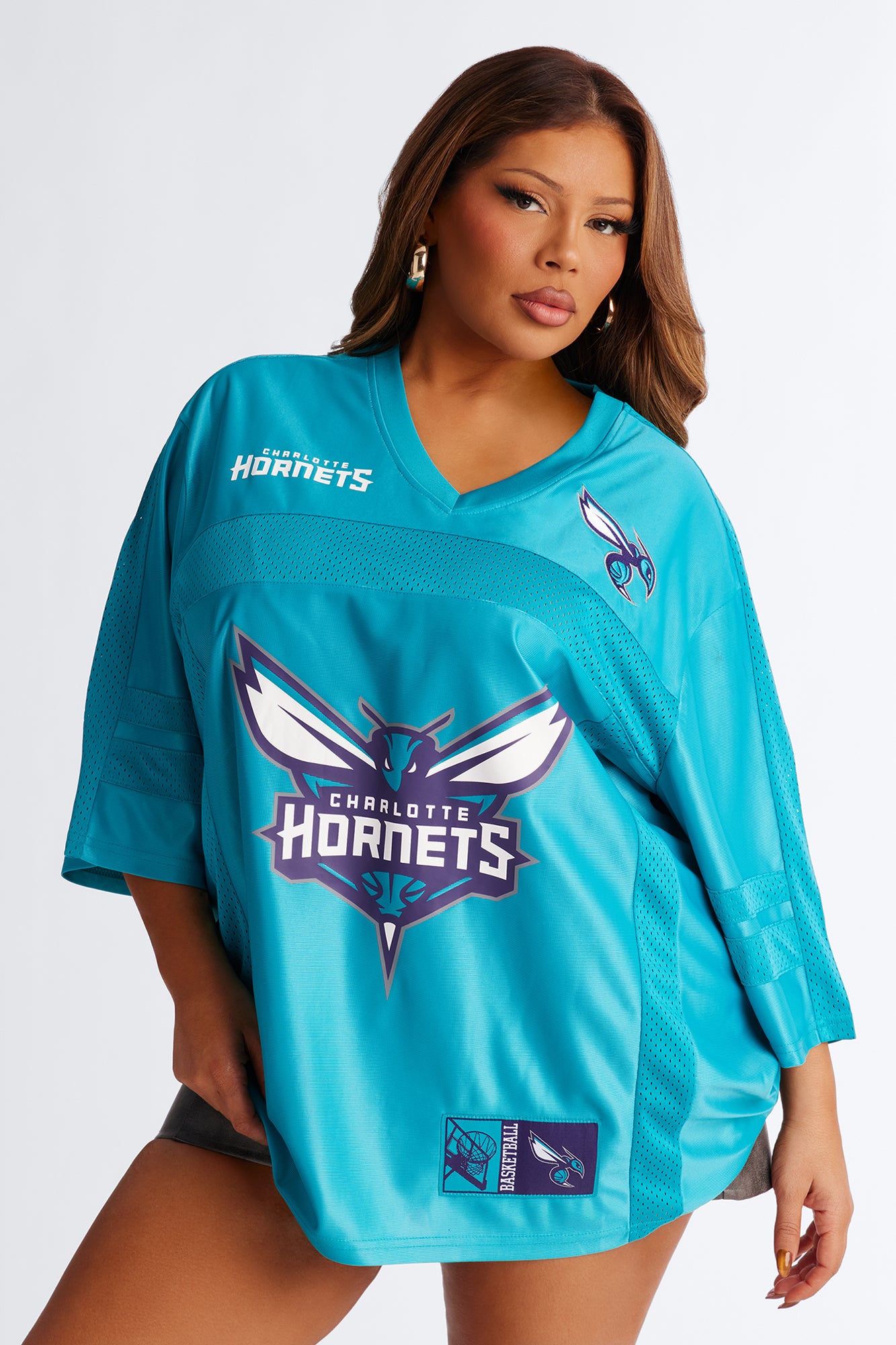 NBA Hornets Oversized Mesh Tee - Teal