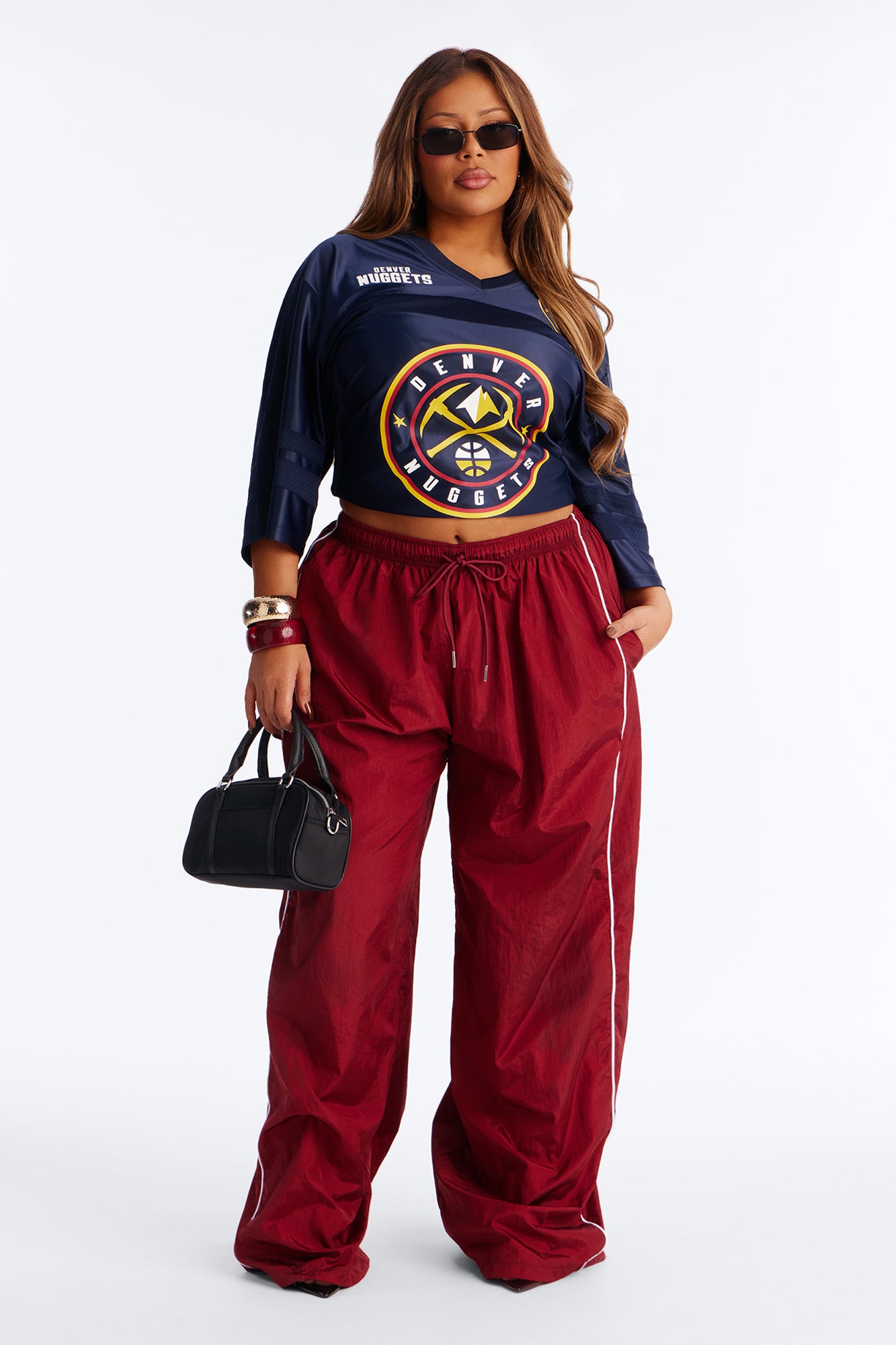 NBA Nuggets Oversized Mesh Tee - Navy