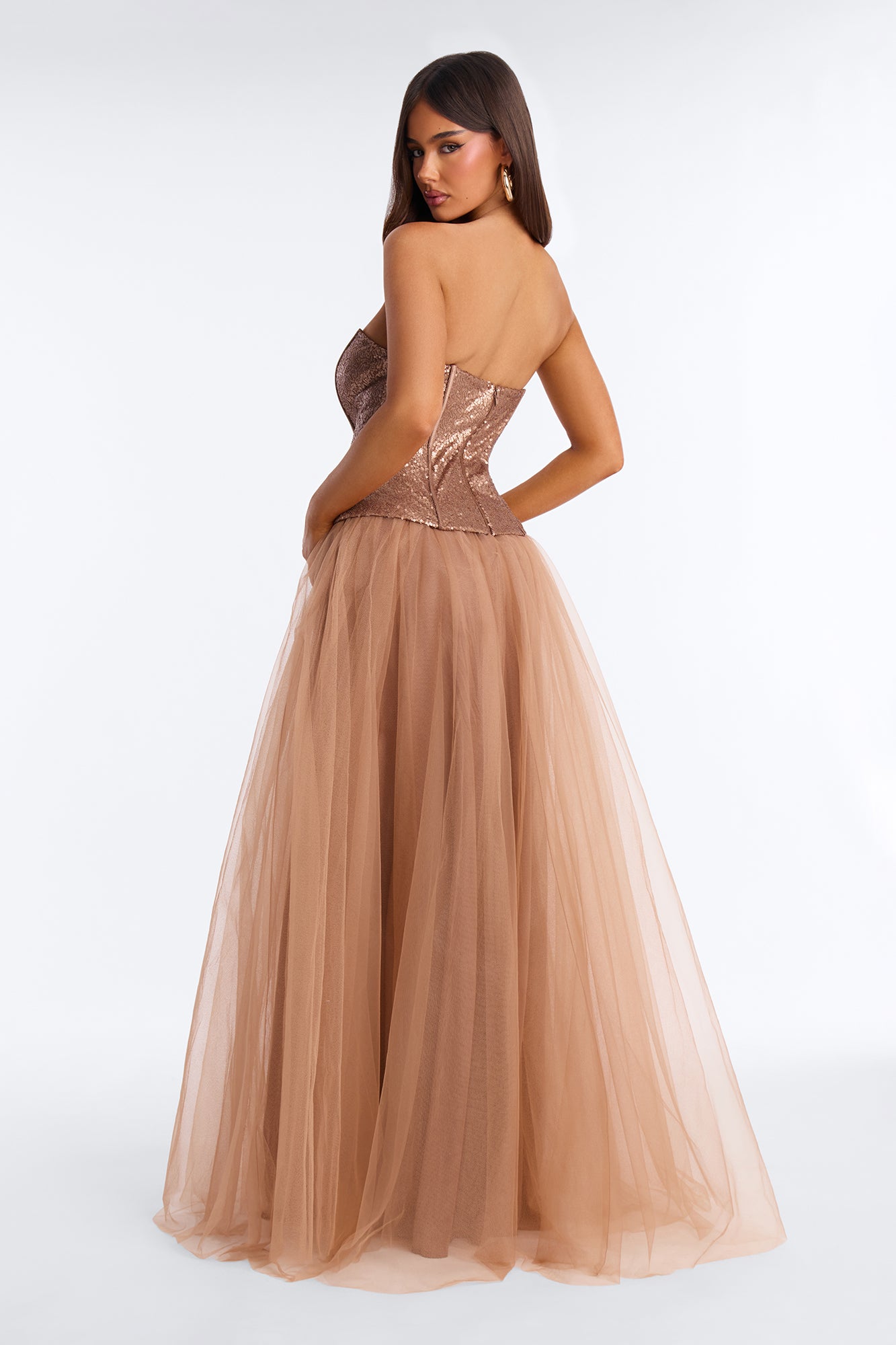 Remi Strapless Sequin Gown - Bronze