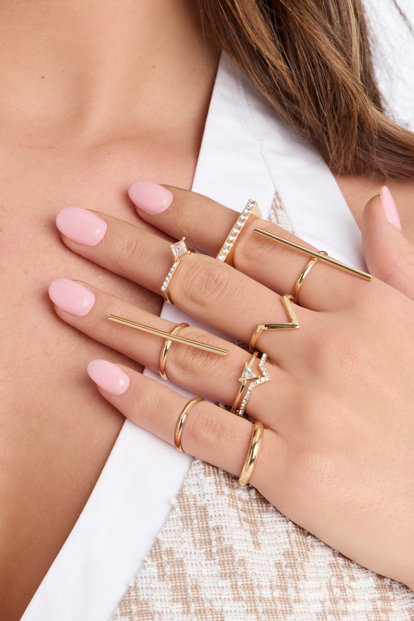 Meet At The Bar 8 Piece Ring Set - Gold