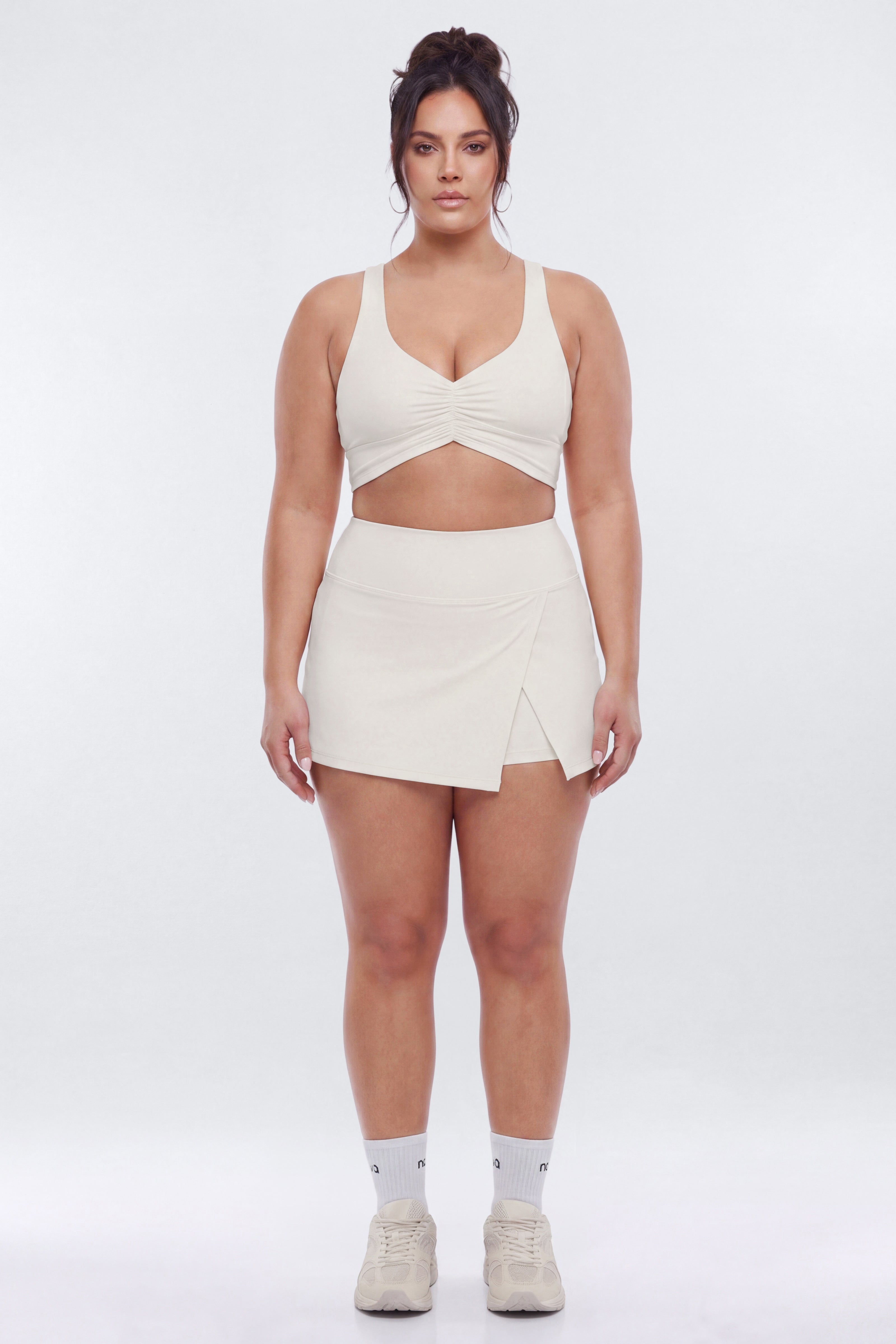 CloudForm™ Front Wrap Sports Mini Skort - Beige