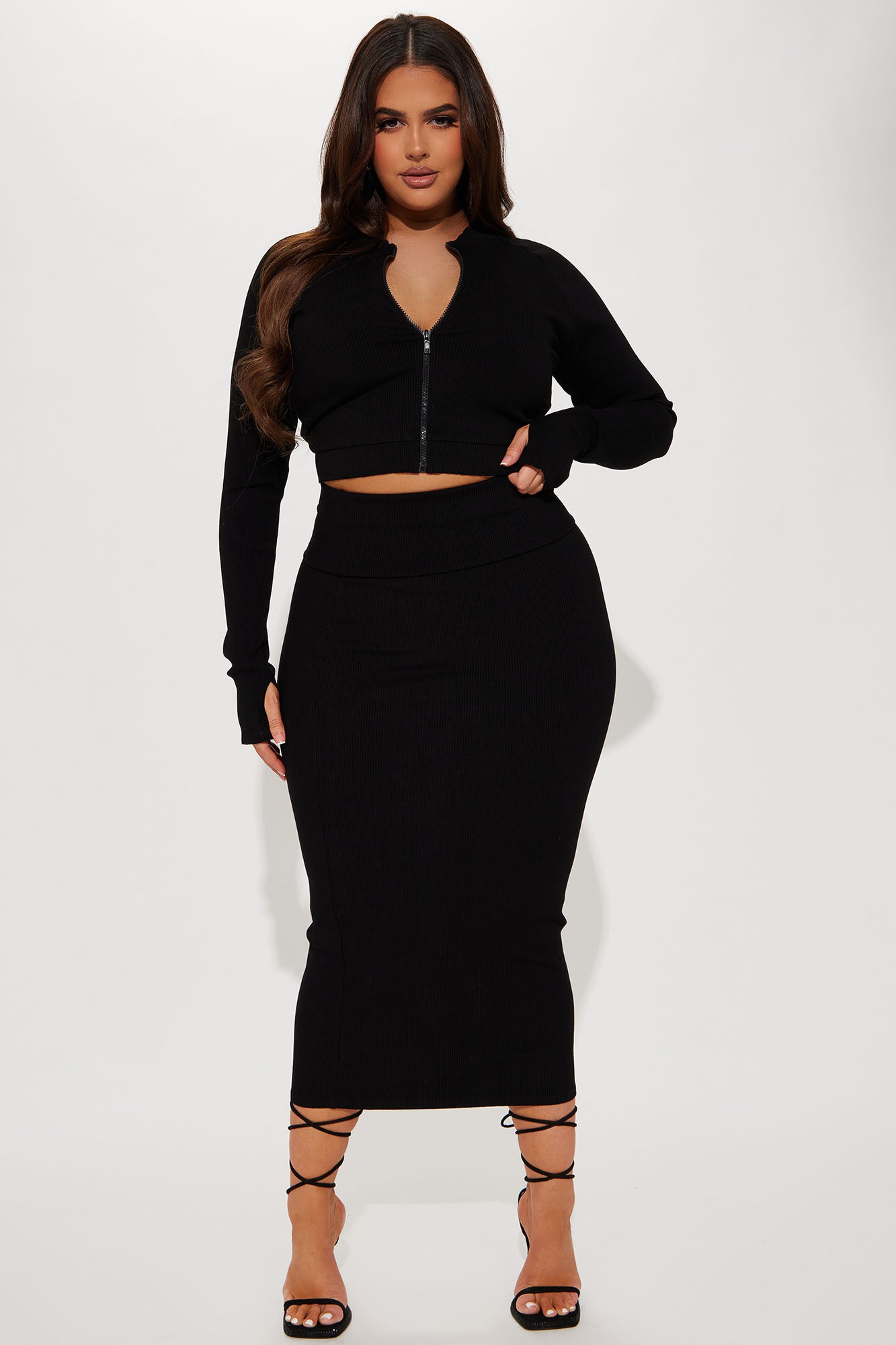 Makena Snatched Maxi Skirt - Black