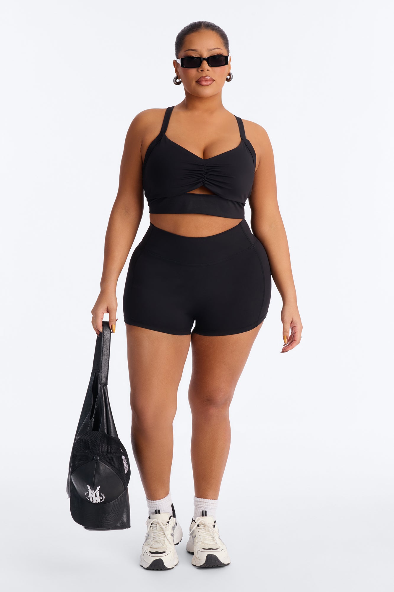 Sammie Ruched Biker Short Set - Black