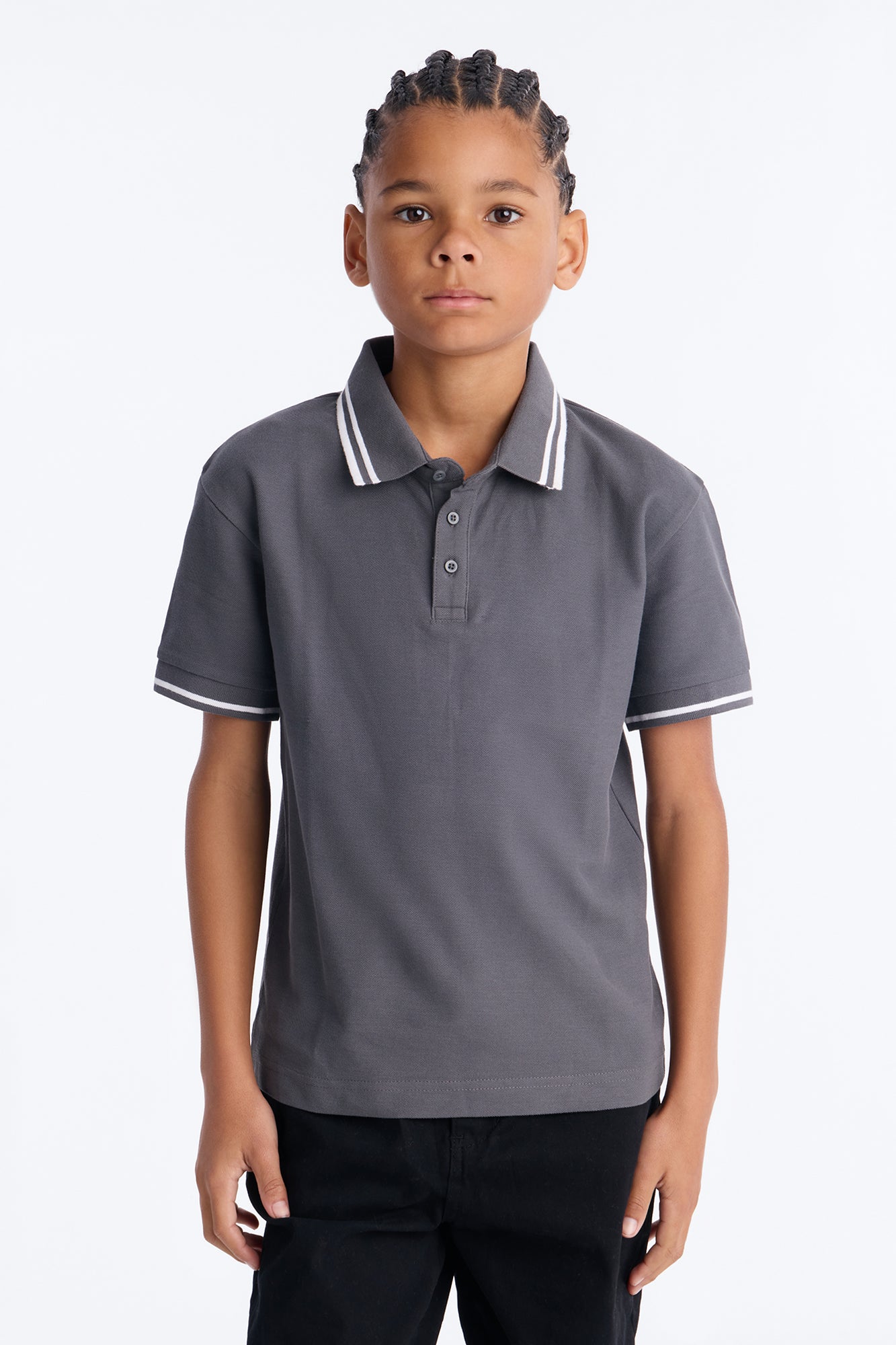 Mini Wilson Short Sleeve Polo - Charcoal