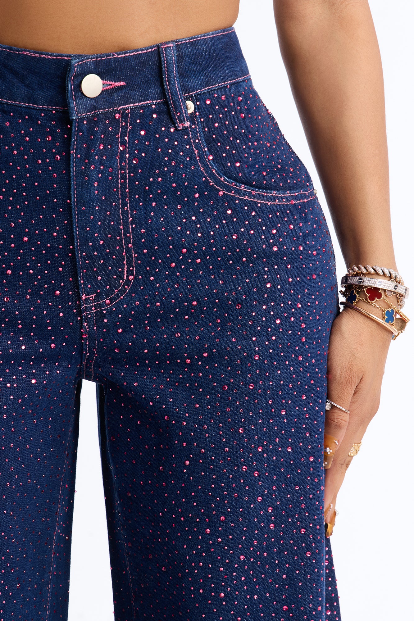 Love You Always Rhinestone Jeans - Dark Wash