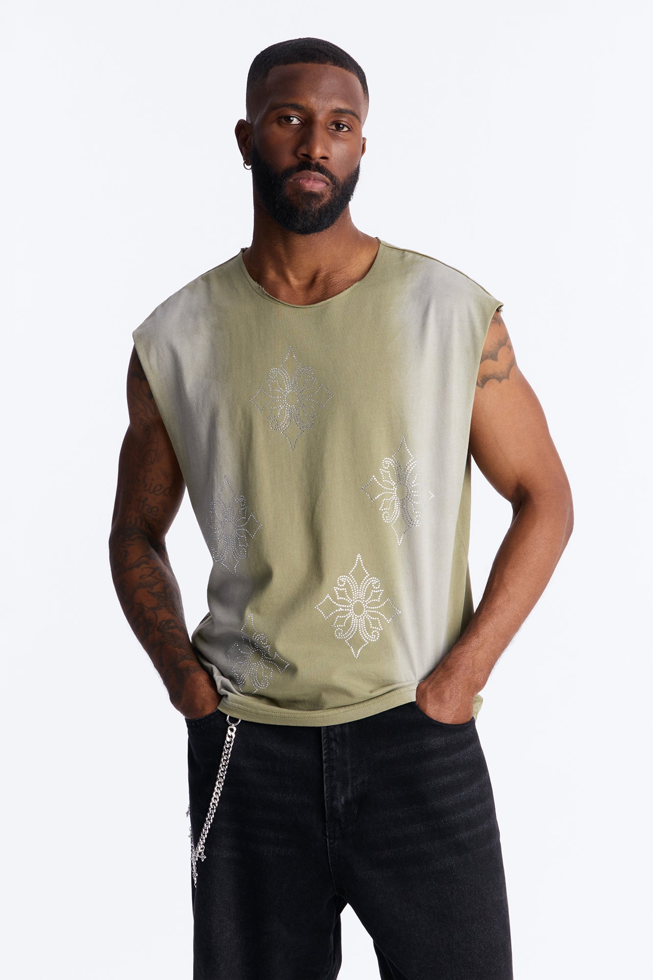 Crown Stone Muscle Tank Tee Shirt - Green