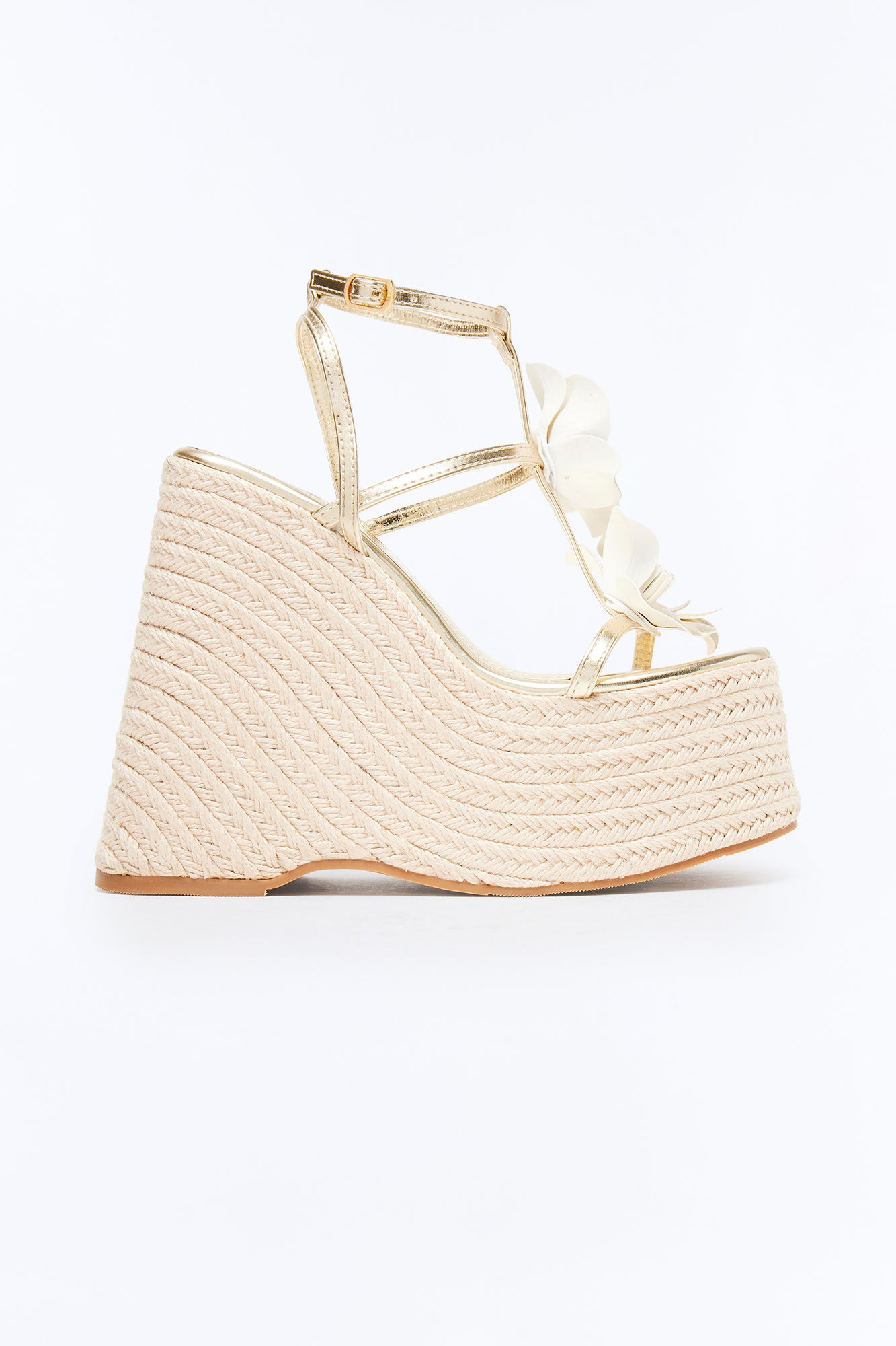 Andrea Floral Platform Wedges - Gold