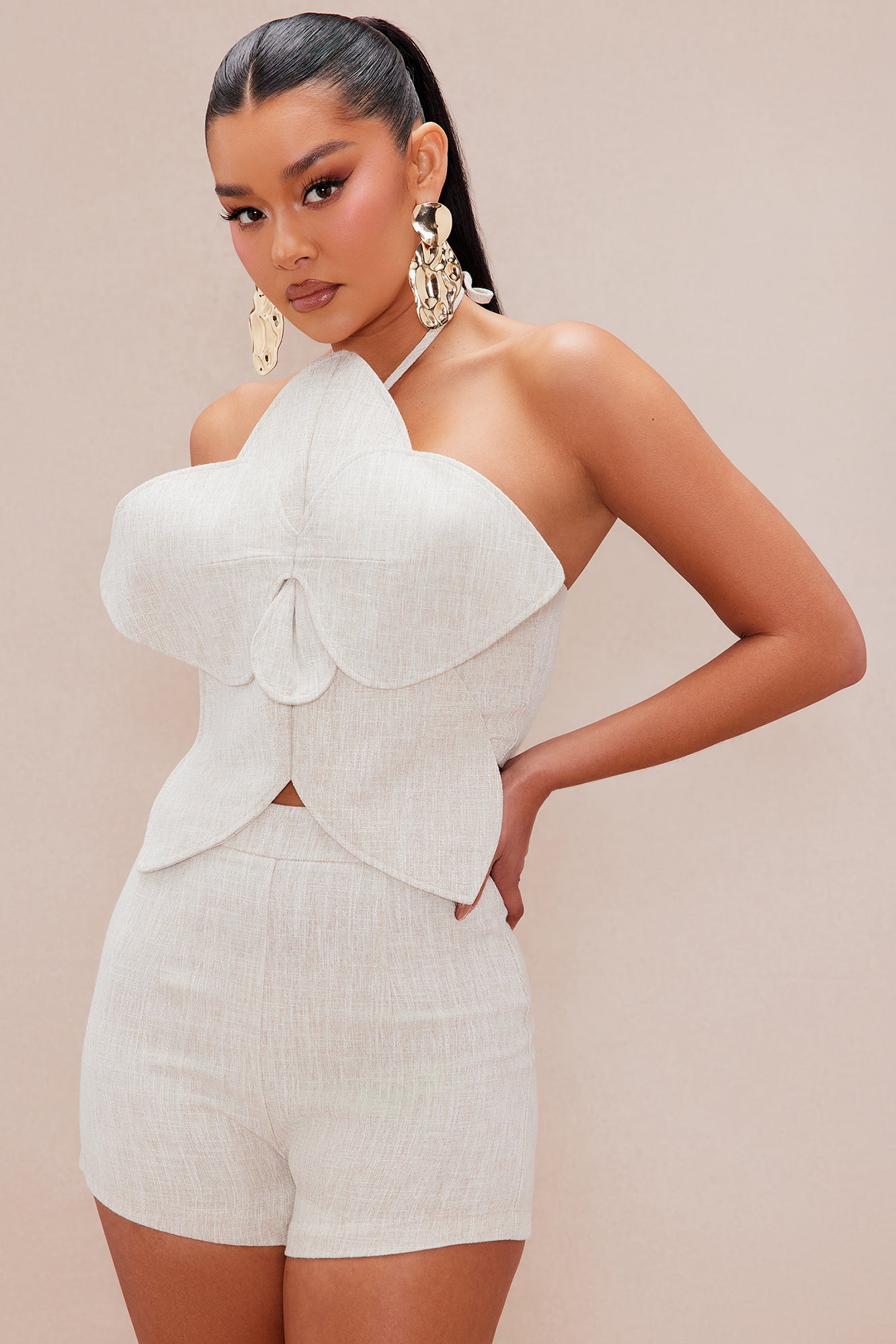 Anaya Linen Short Set - Taupe