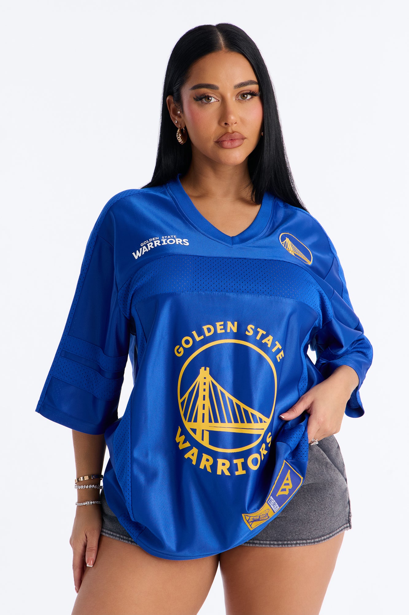 NBA Warriors Oversized Mesh Tee - Royal