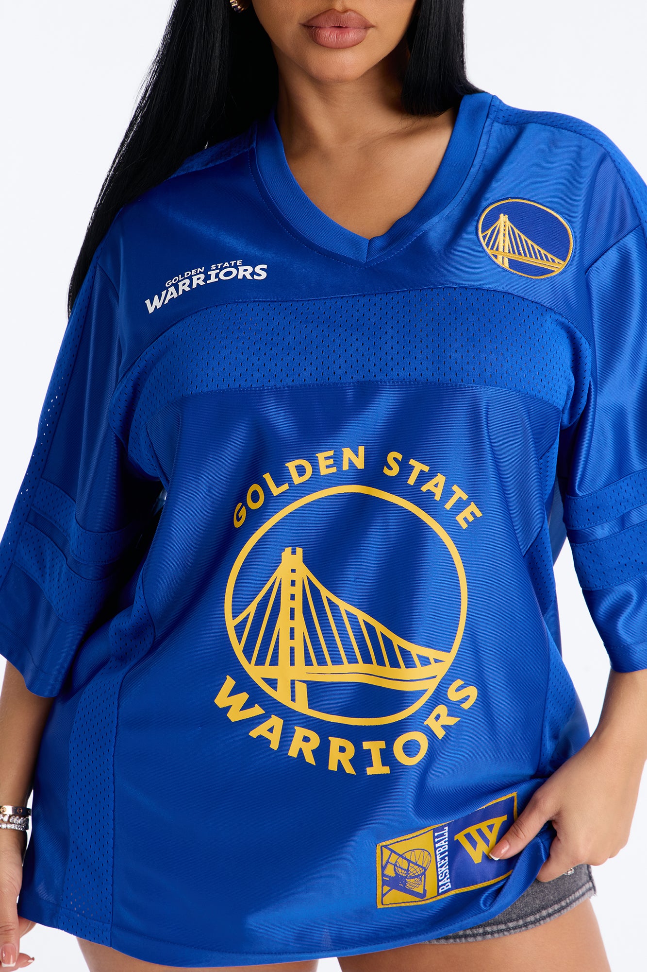 NBA Warriors Oversized Mesh Tee - Royal