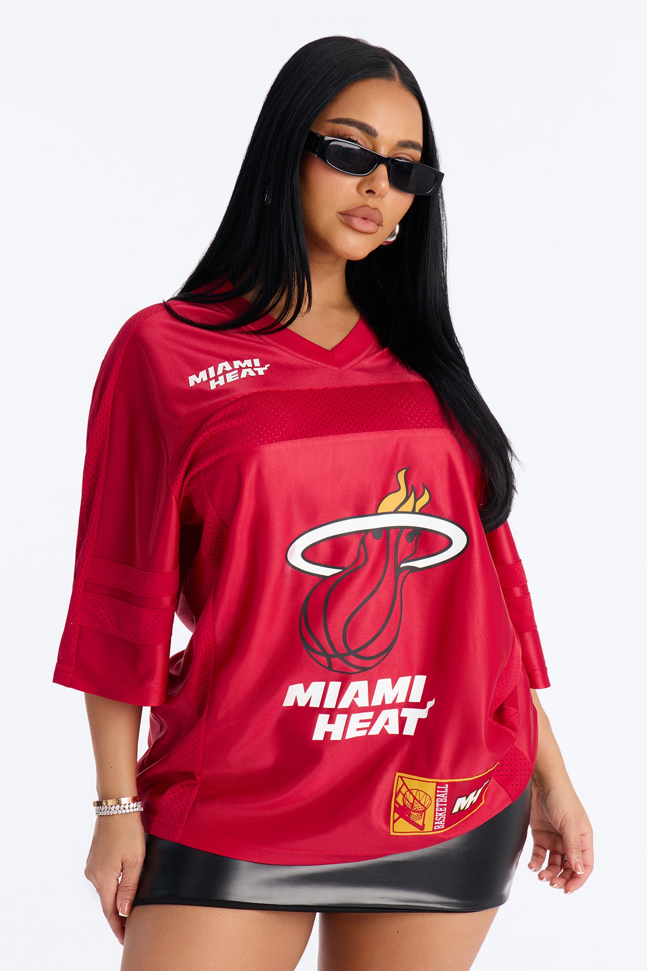 NBA Heat Oversized Mesh Tee - Red