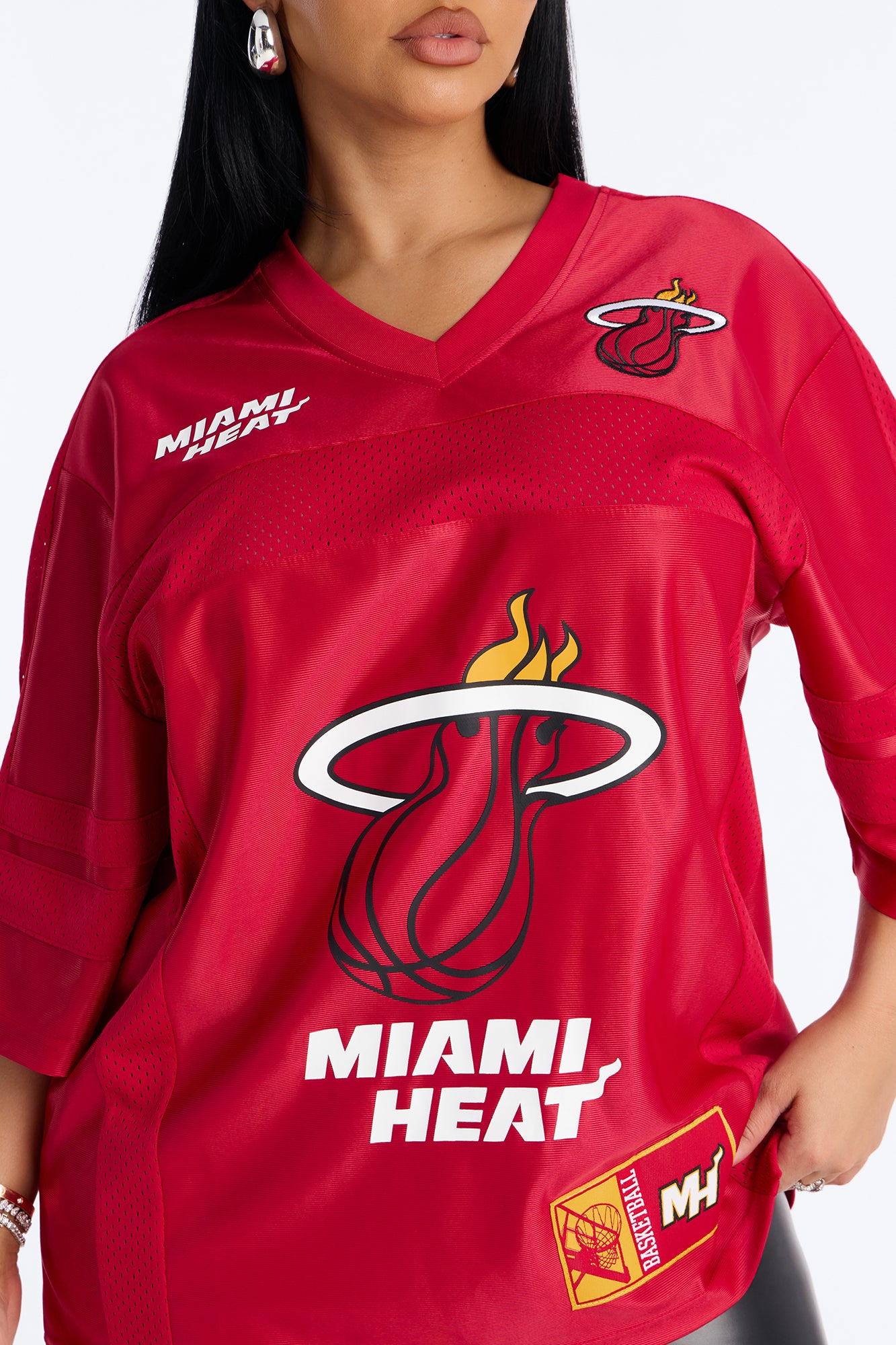 NBA Heat Oversized Mesh Tee - Red