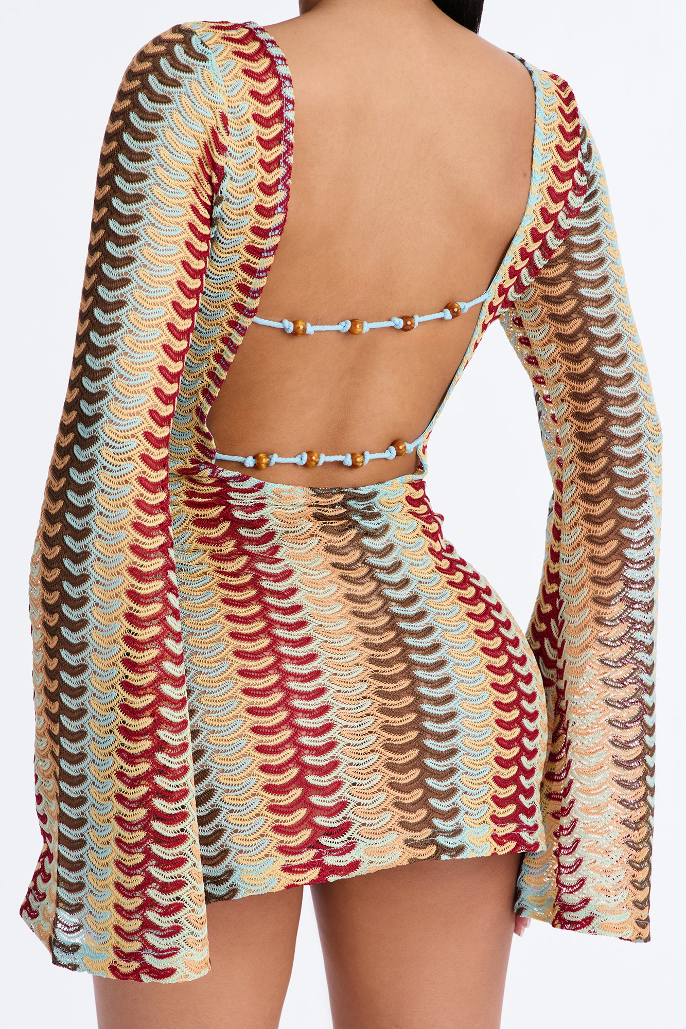 Baecation Open Back Crochet Mini Dress - Multi Color