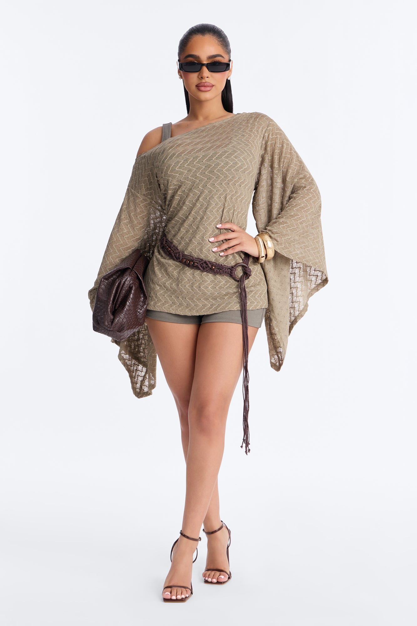 Myla Belted Knit Romper - Olive