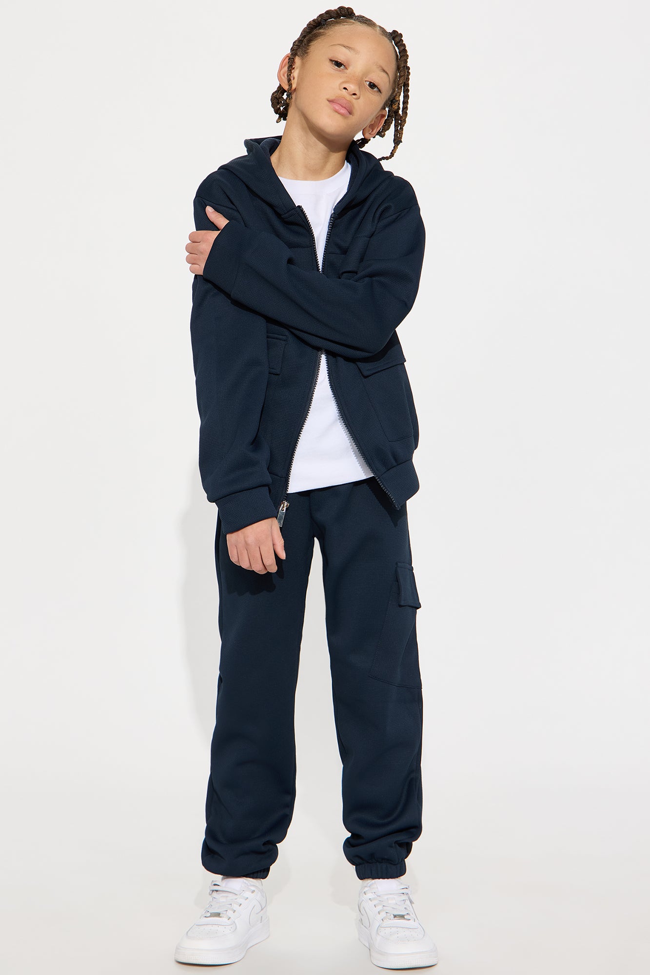 Mini Aiden 2 Piece Cargo Hoodie And Jogger Set - Navy