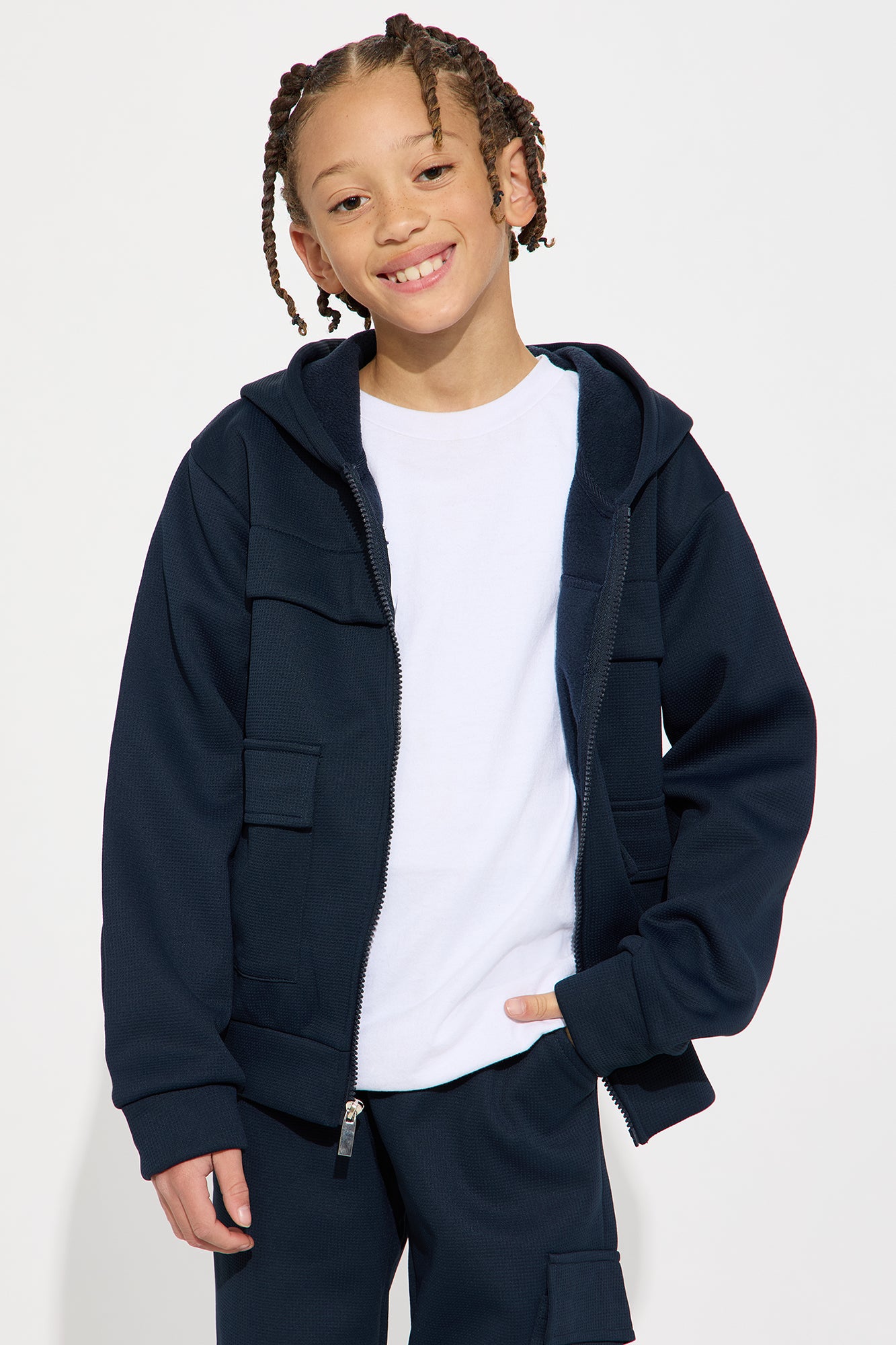 Mini Aiden 2 Piece Cargo Hoodie And Jogger Set - Navy