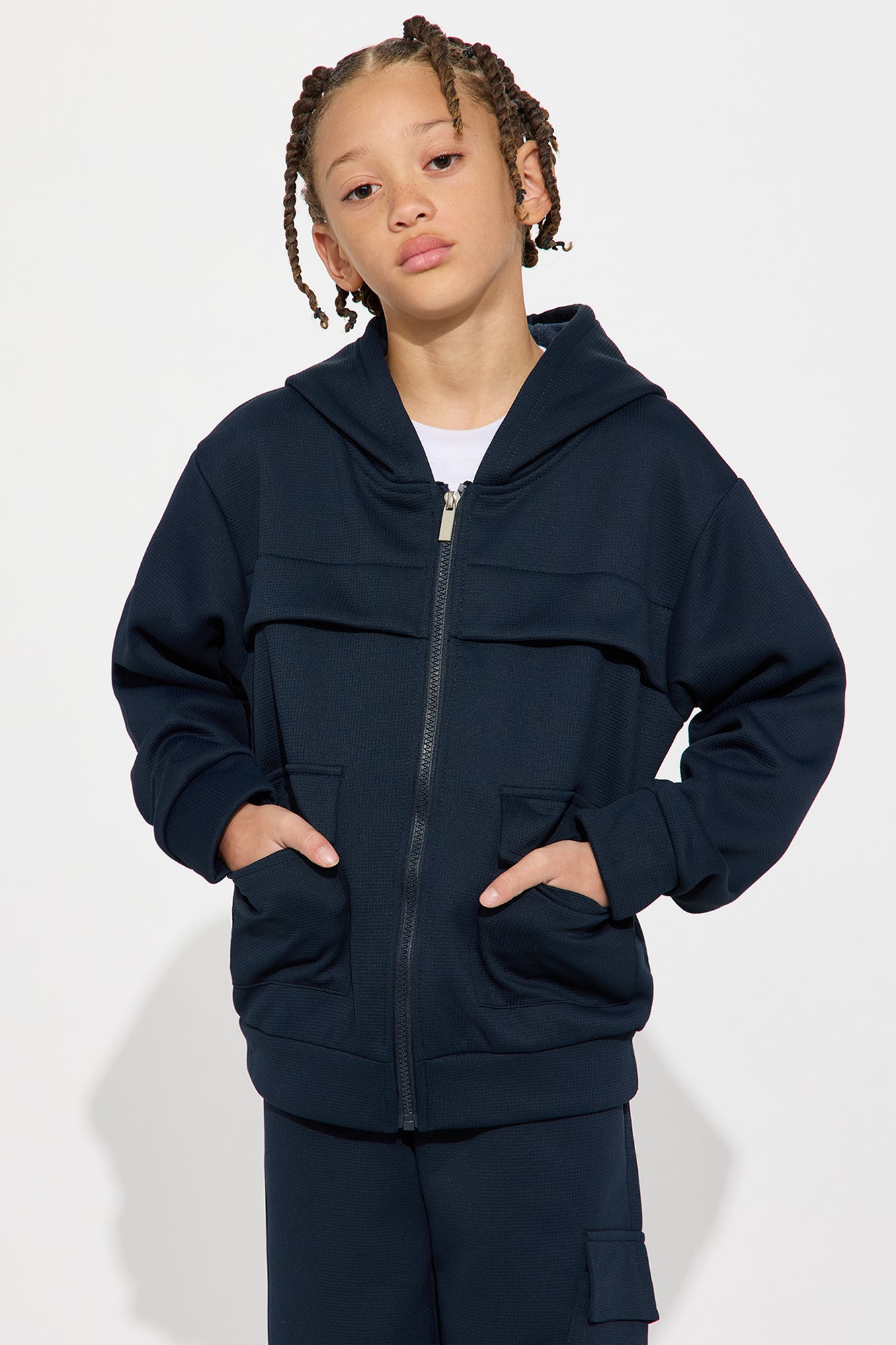 Mini Aiden 2 Piece Cargo Hoodie And Jogger Set - Navy