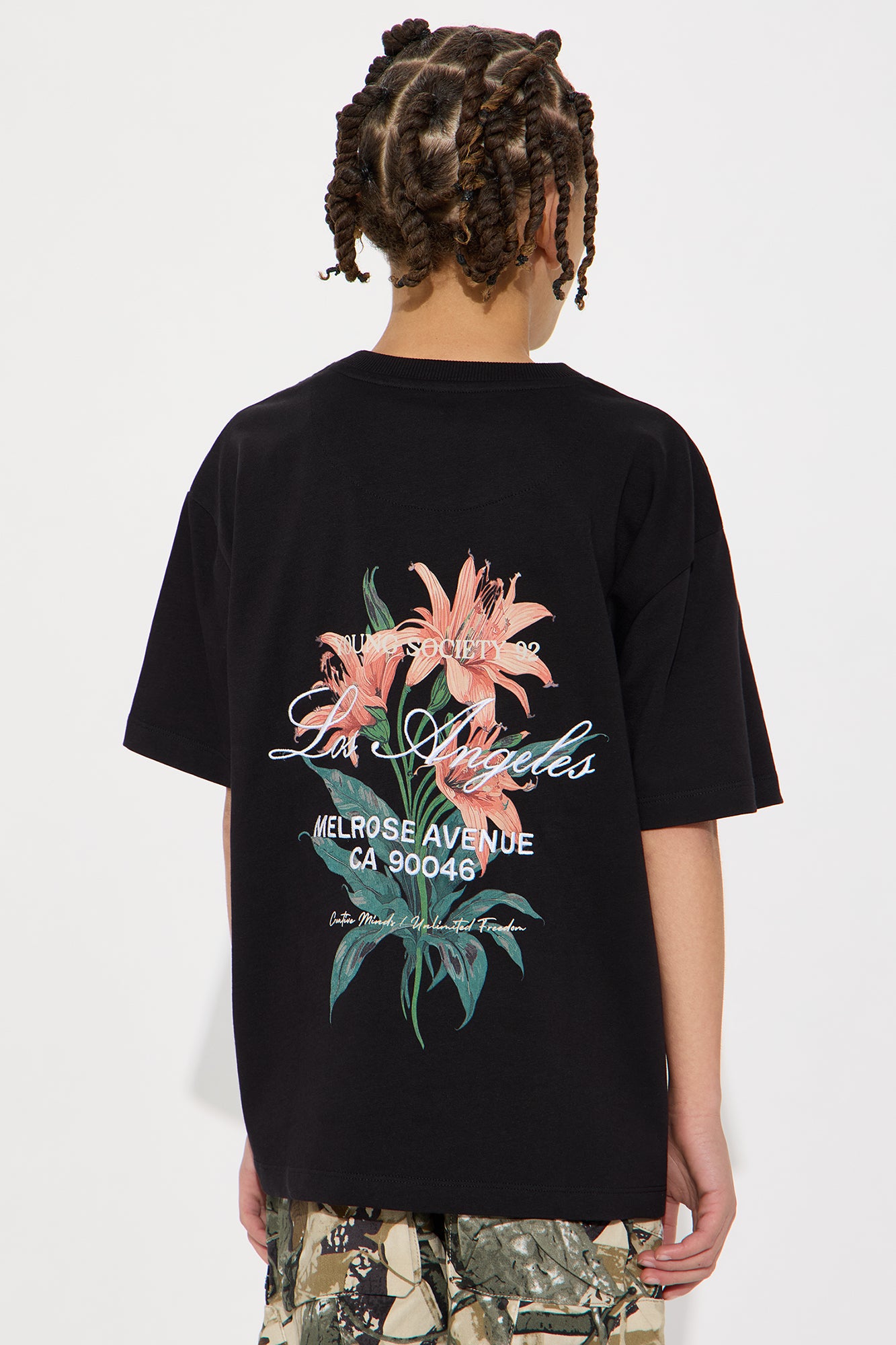 Mini Los Angeles Flowers Tee - Black