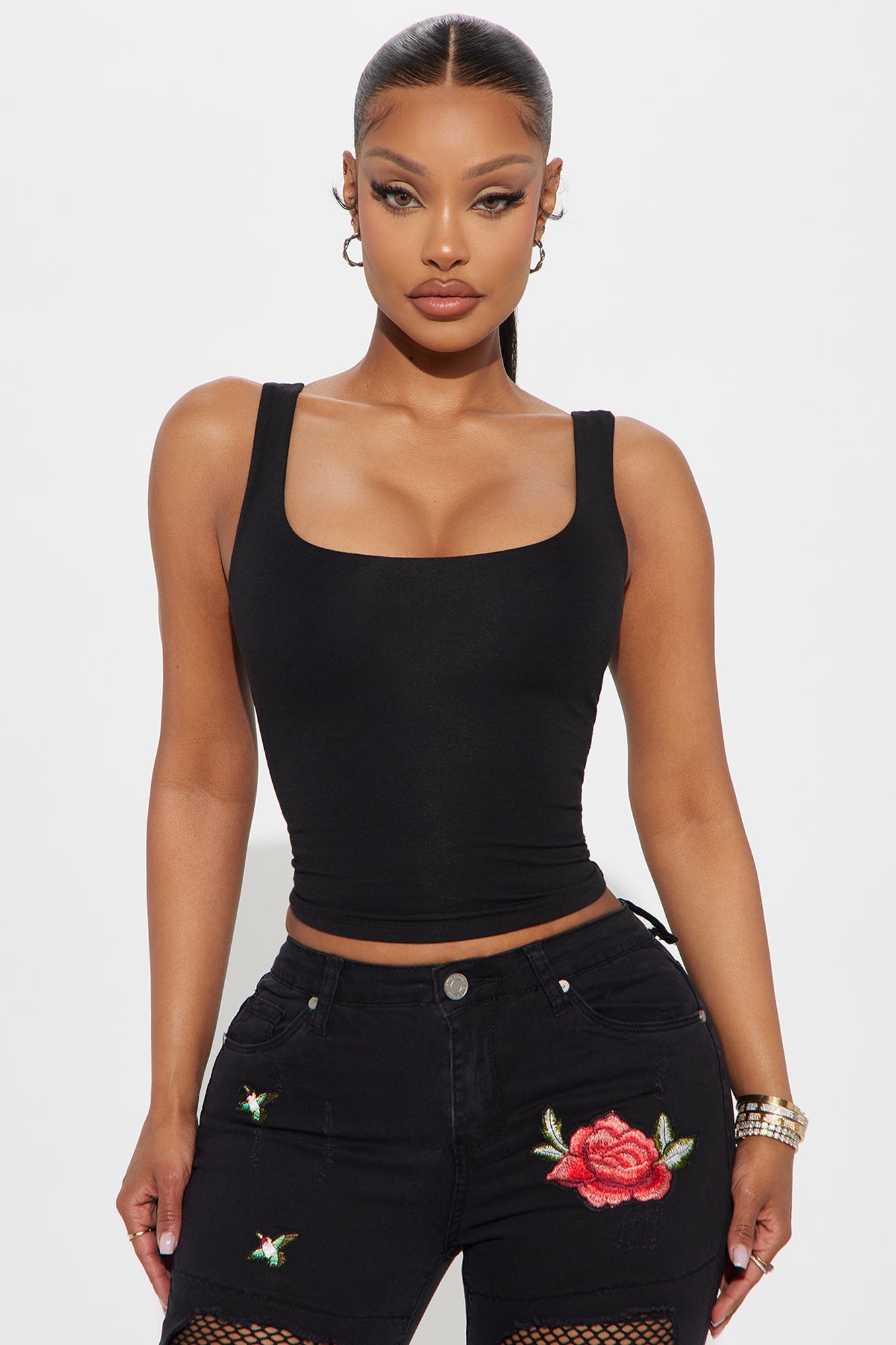 Denise Double Lined Tank - Black