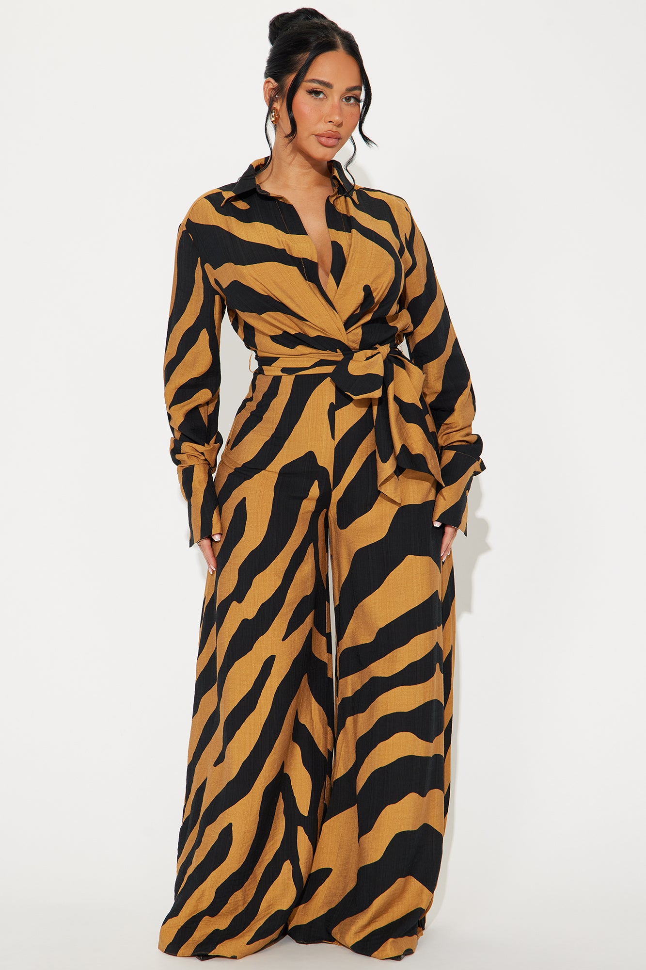 Don't Test Me Linen Jumpsuit - Black/combo