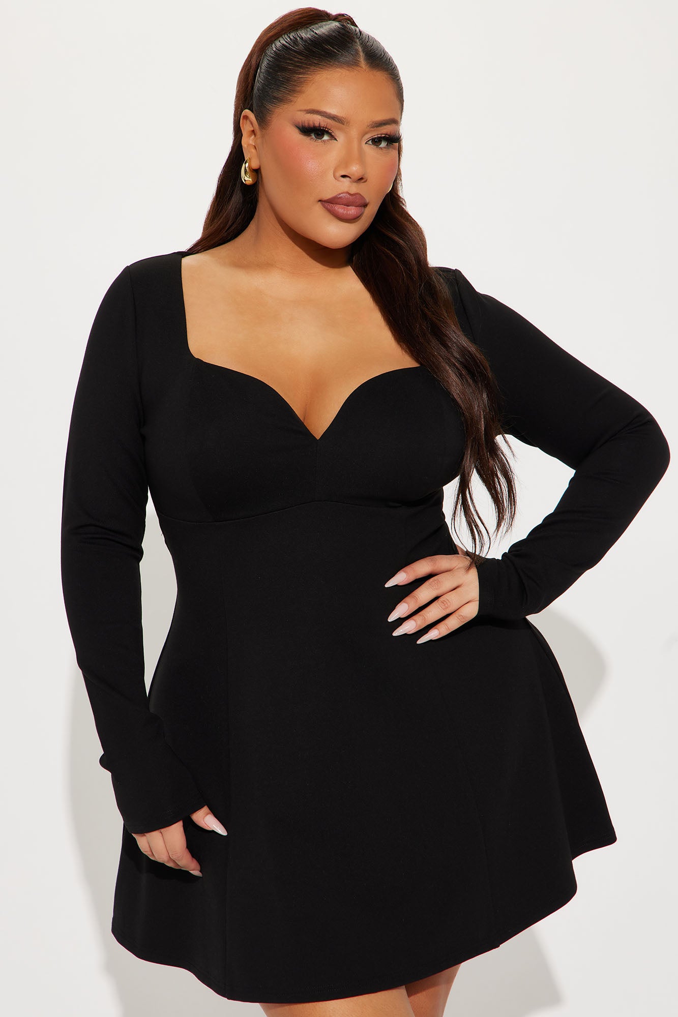 Amelia Ponte Mini Dress - Black
