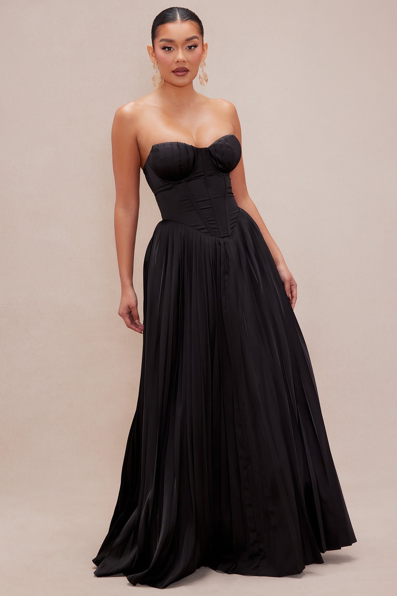 Addison Satin Gown - Black