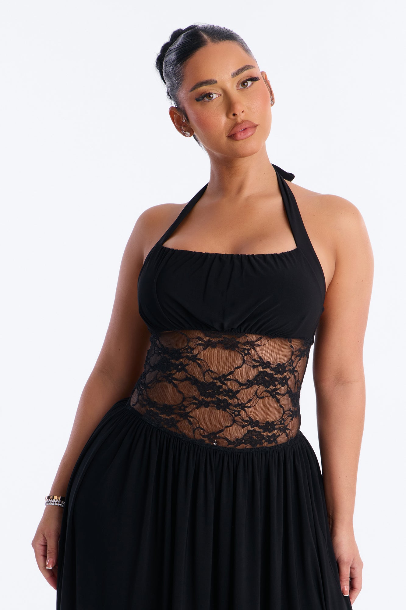 Kamilla Lace Cut Out Maxi Dress - Black