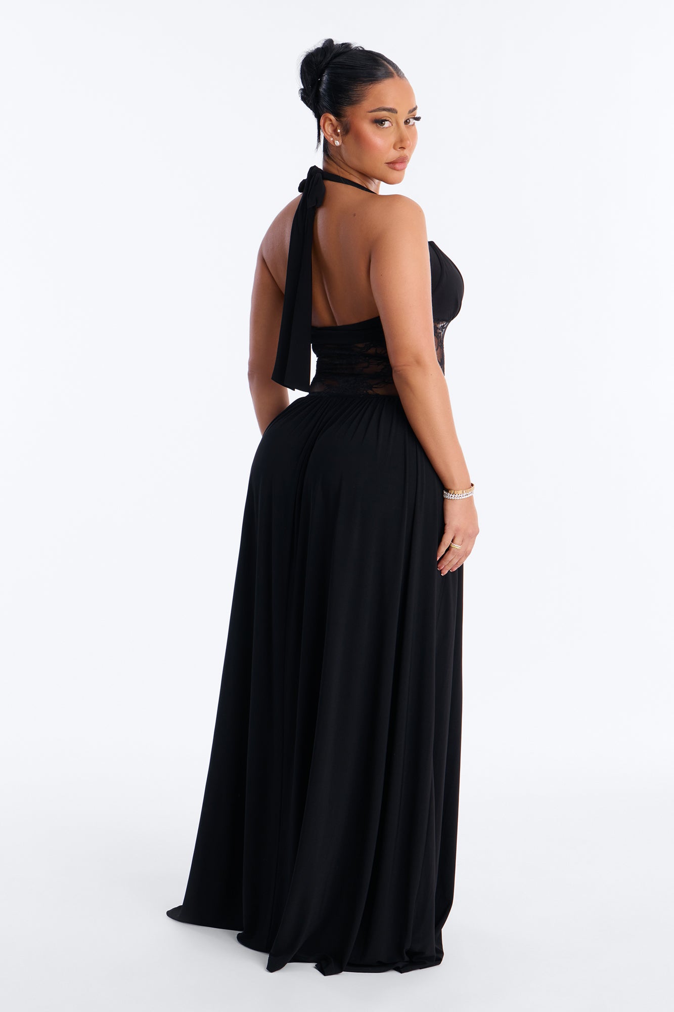 Kamilla Lace Cut Out Maxi Dress - Black