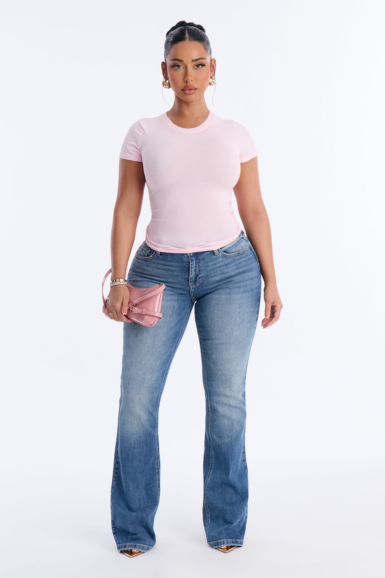 Eileen Basic Short Sleeve Top - Light Pink