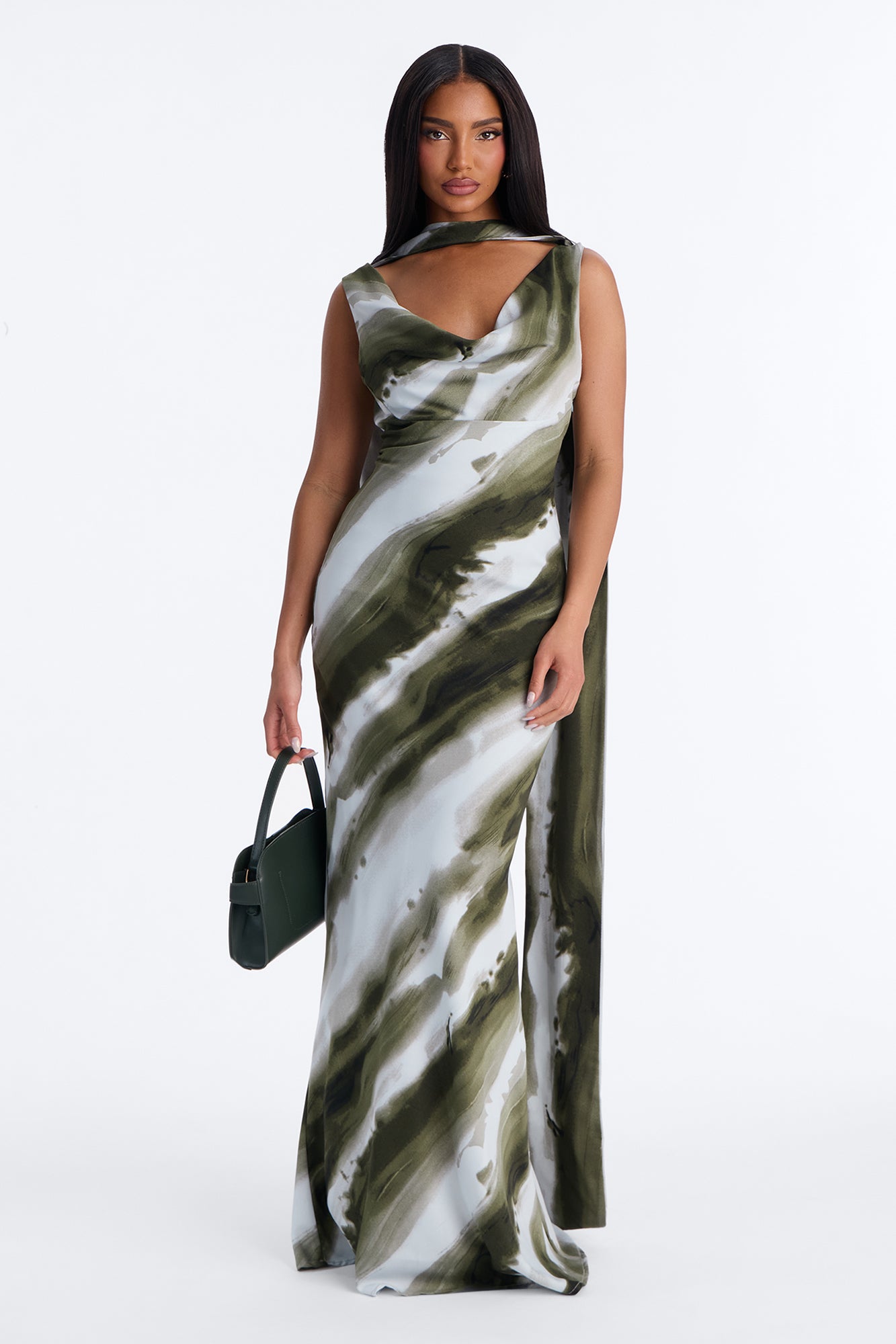 Milana Cowl Neck Maxi Dress - Olive