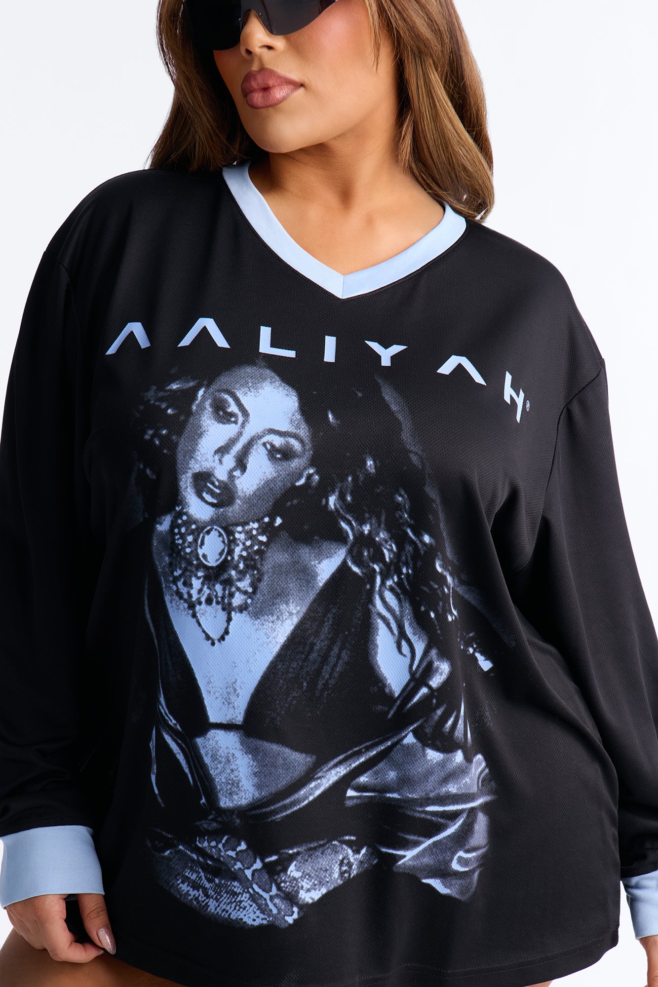 Aaliyah 79 Satin Long Sleeve Jersey - Black
