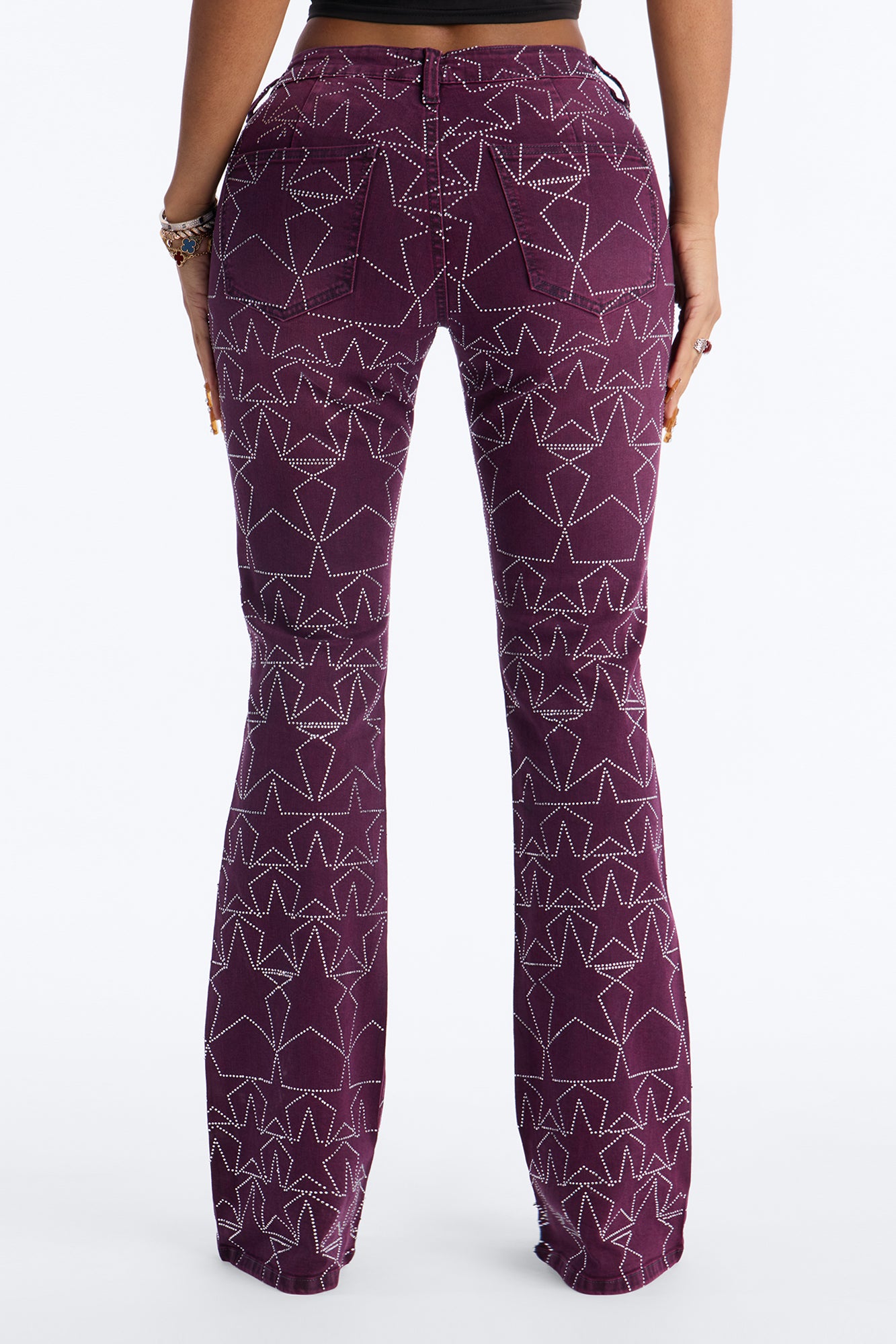 Star Performer Low Rise Embellished Jeans - Plum