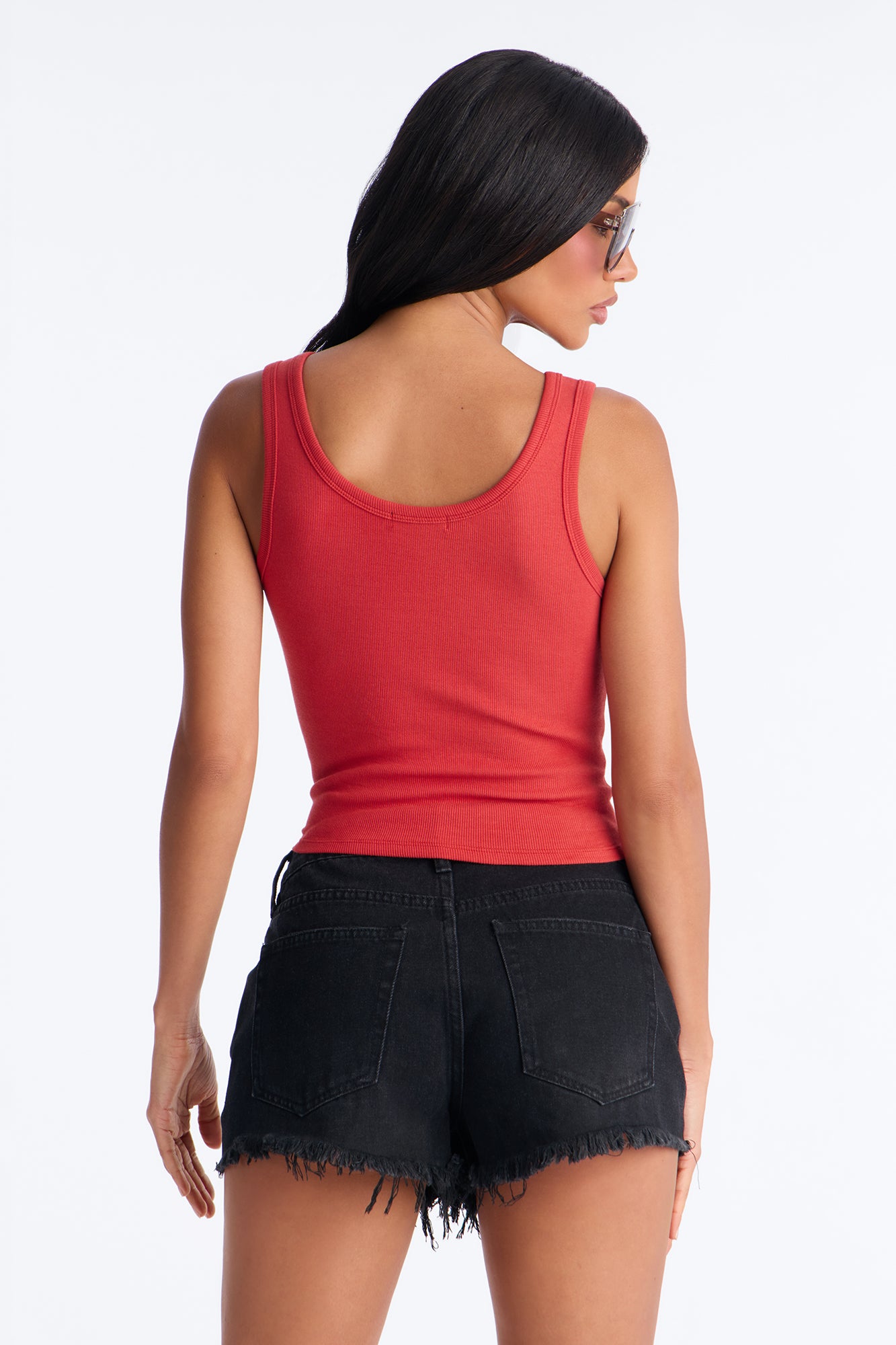 God's Favorite Ribbed Studded Tank Top - Red