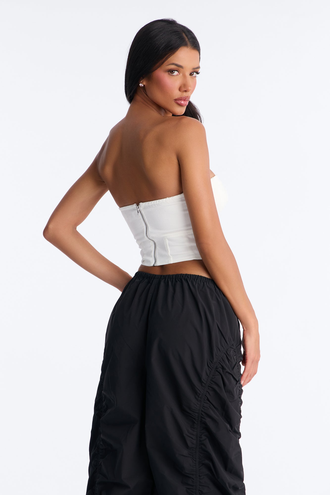 Bae For Tonight Denim Corset Top - White