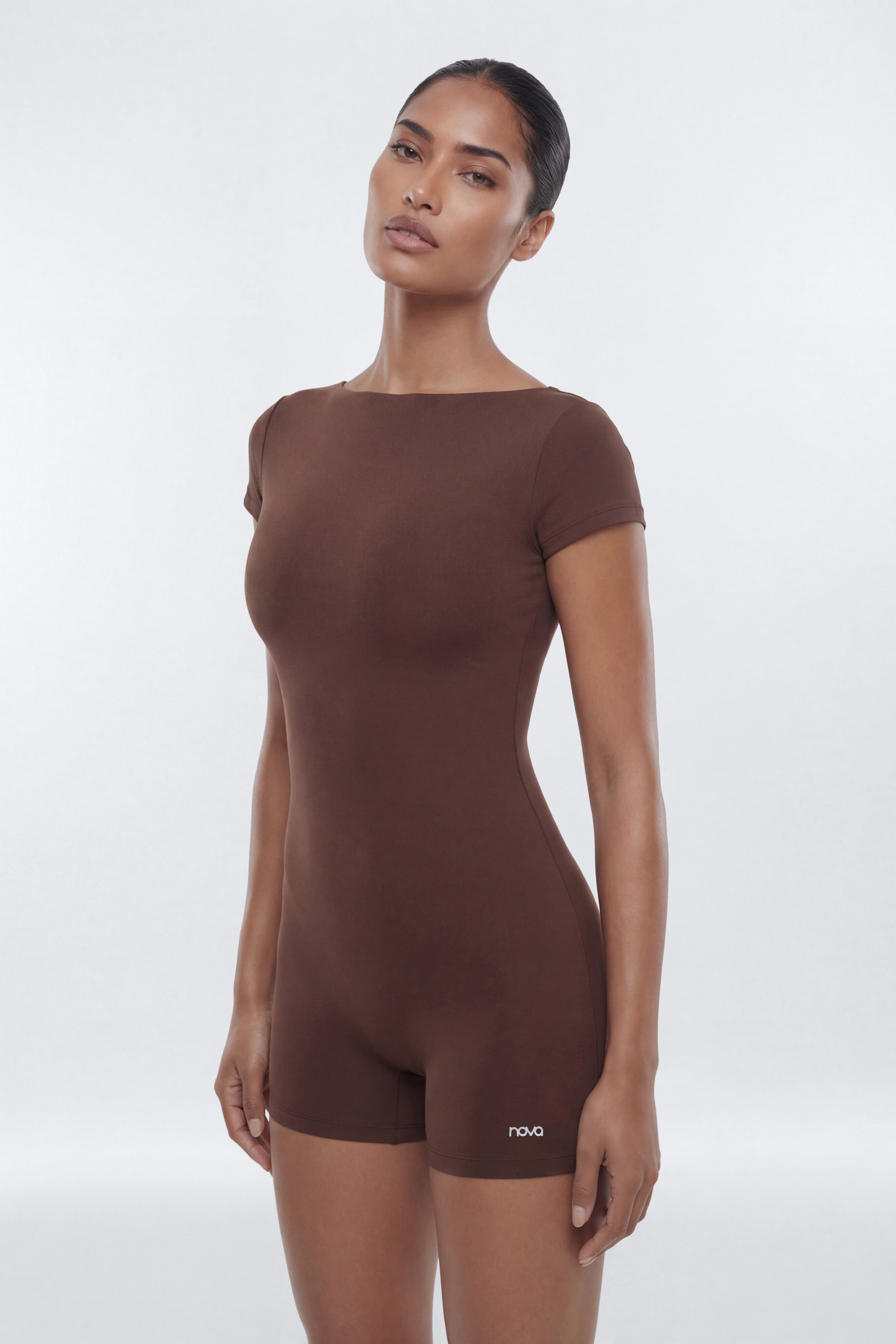 ProStretch™ 3″ Low Back Romper - Brown