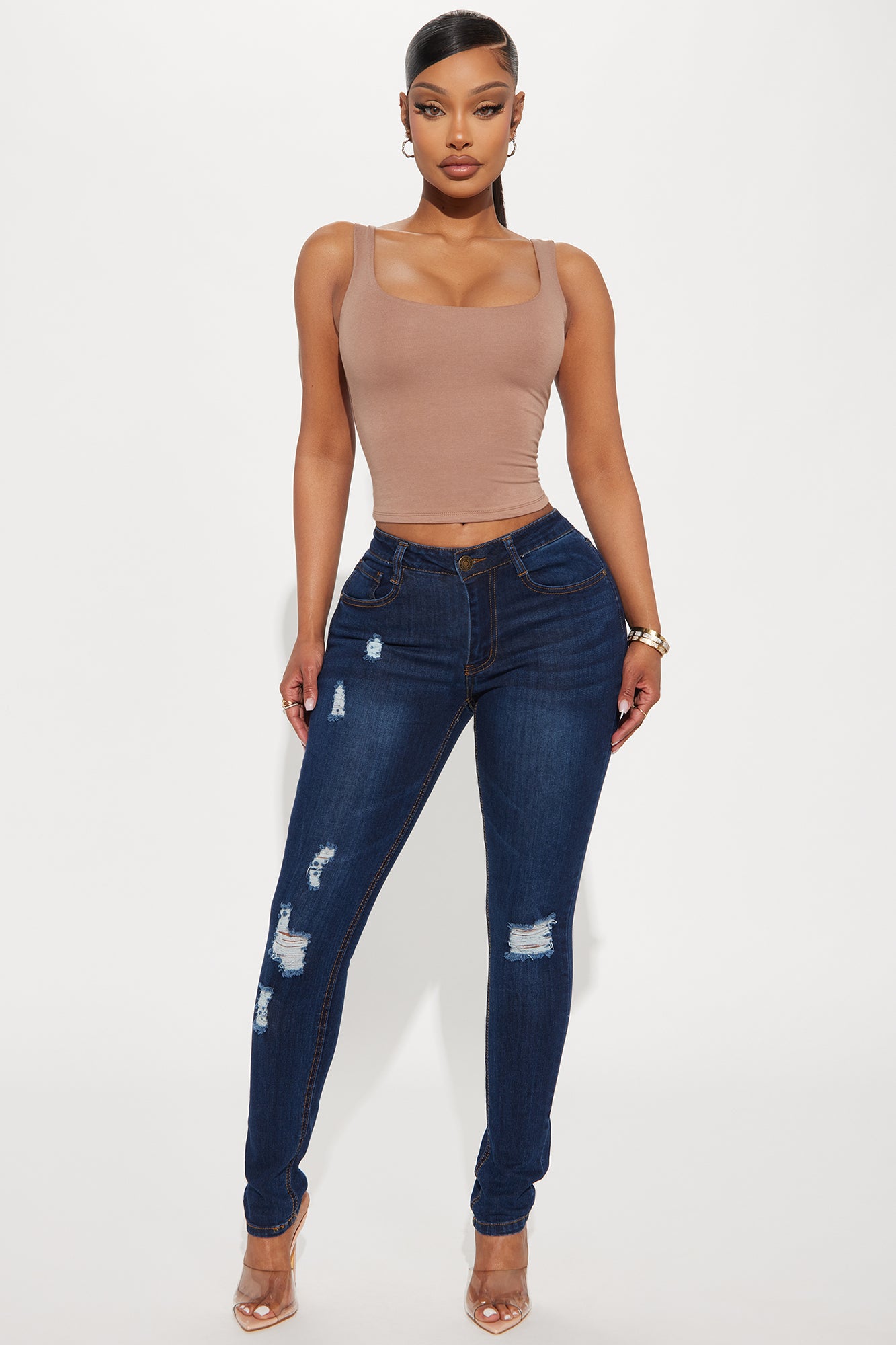 Denise Double Lined Tank - Taupe