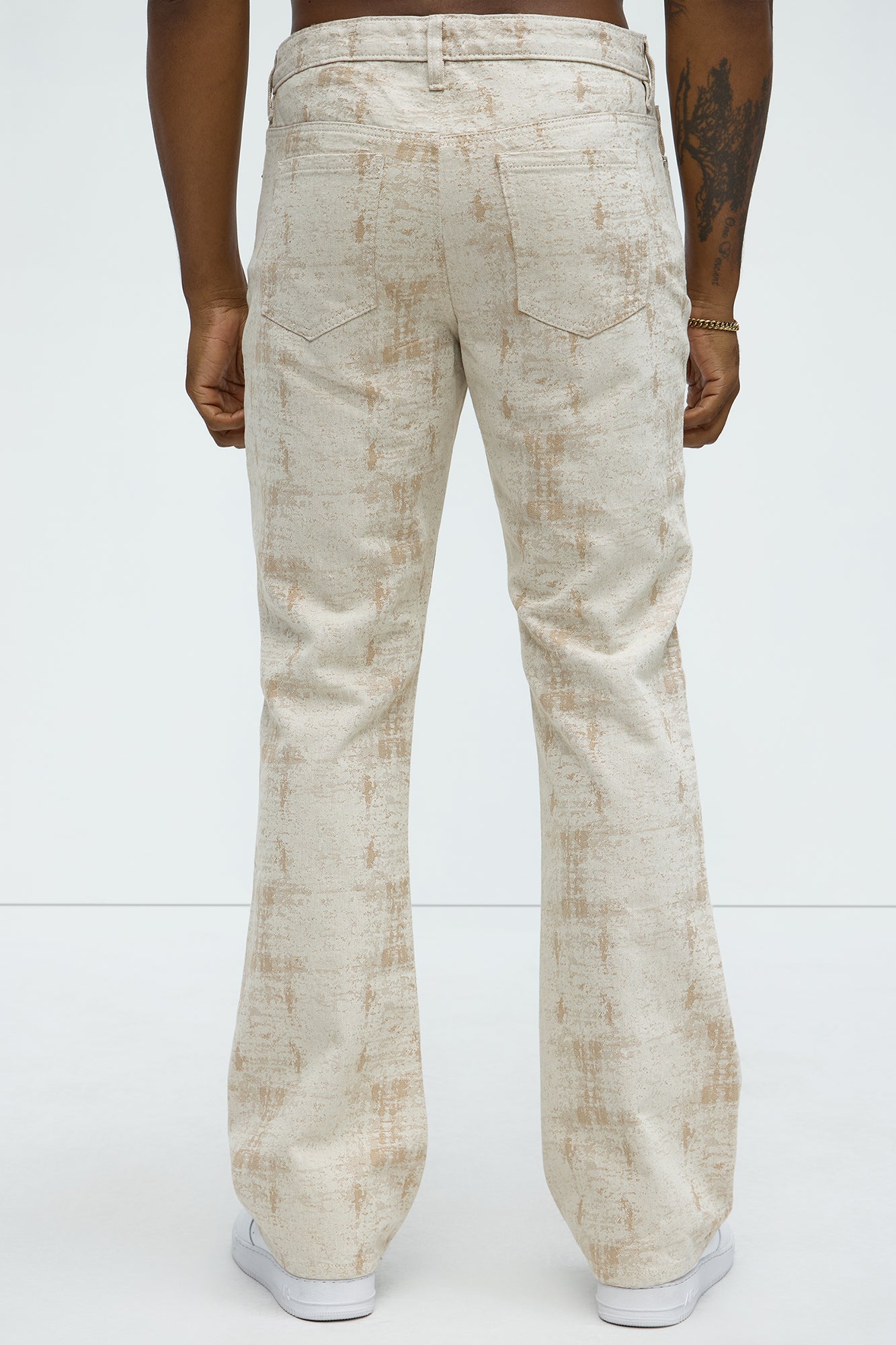 Rough Mark Stacked Slim Flare Pants - Tan