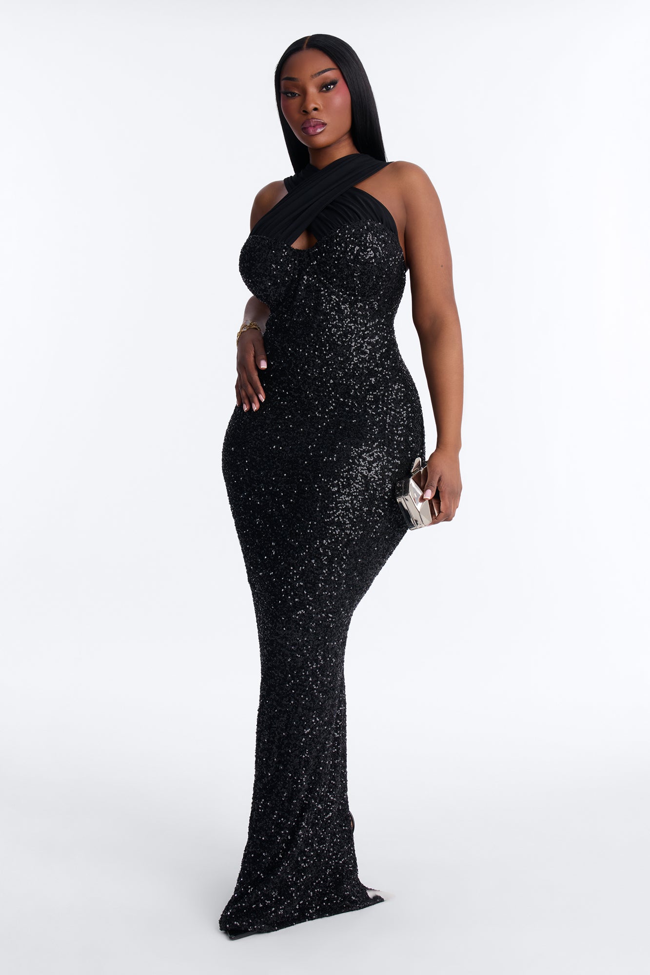 Callie Sequin Gown - Black