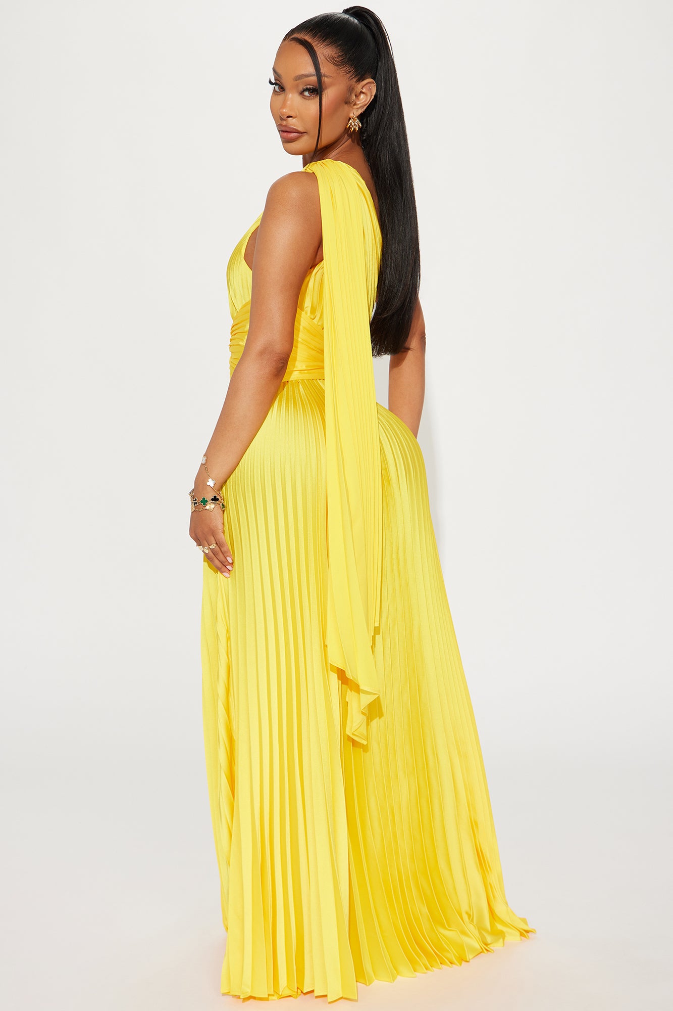 Athena Pleated Maxi Dress - Yellow