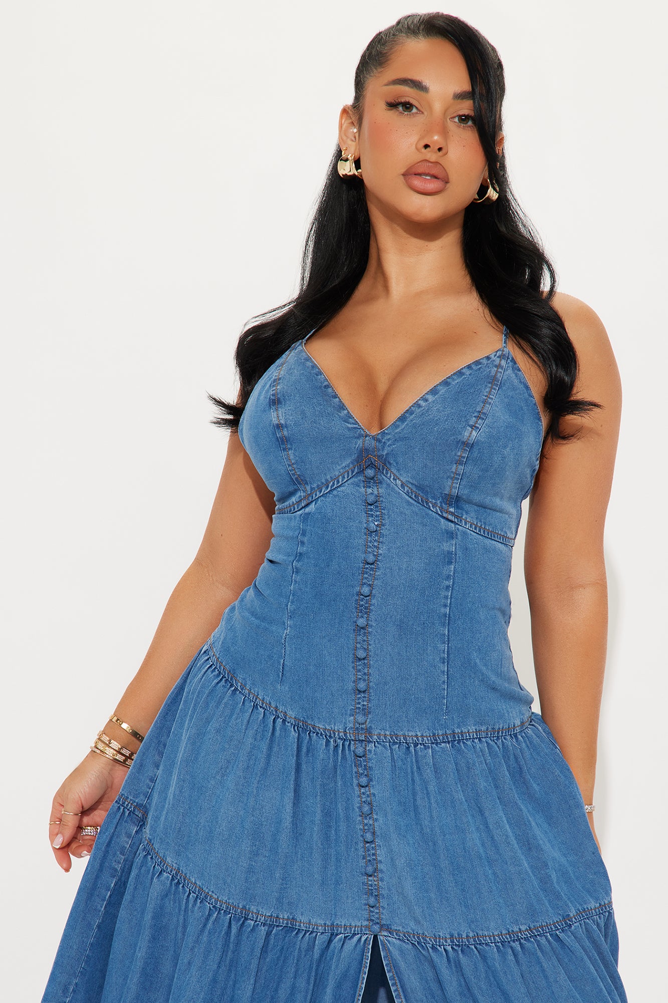 Serena Denim Maxi Dress - Medium Wash