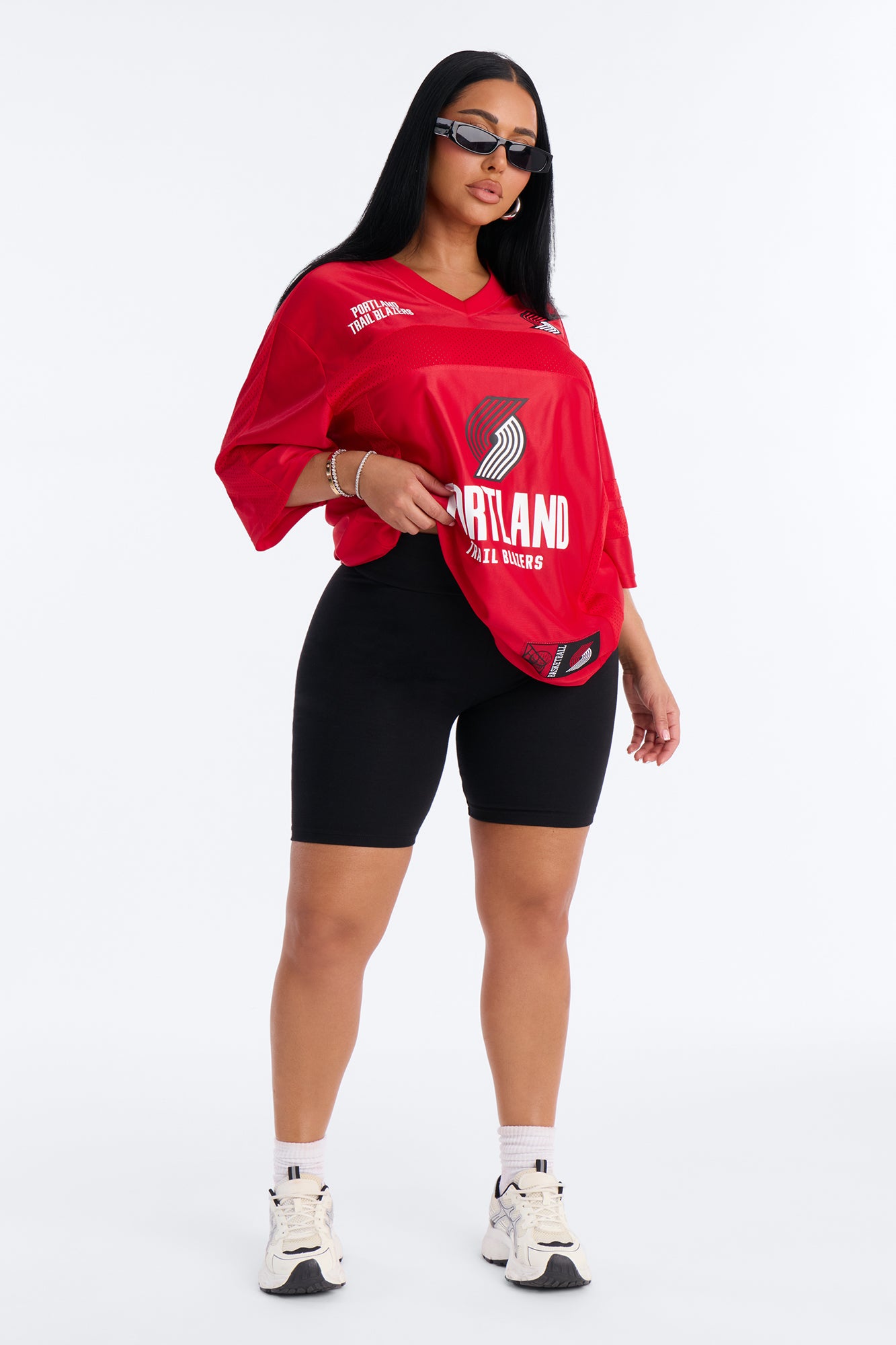 NBA Trailblazers Oversized Mesh Tee - Red