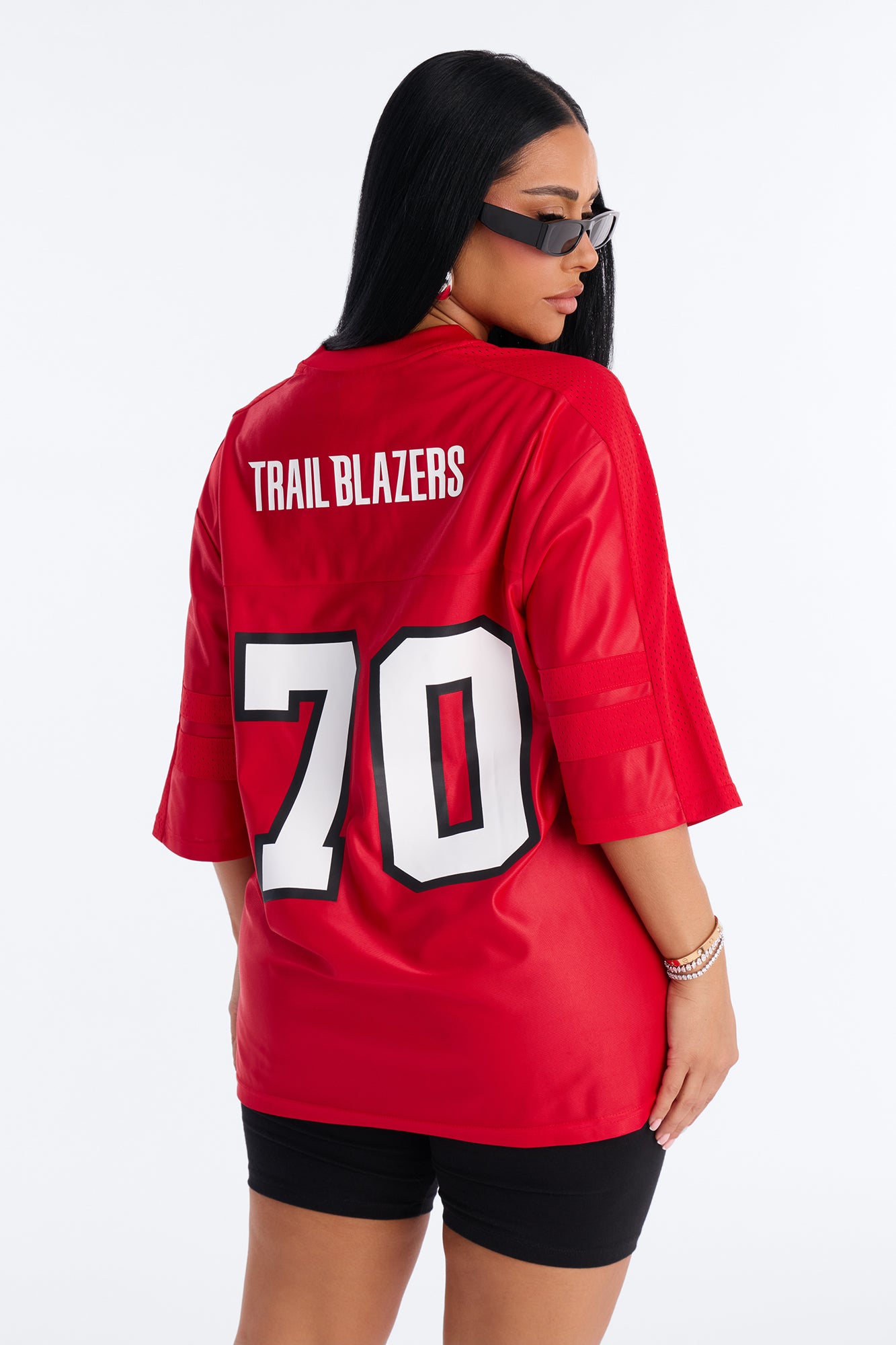 NBA Trailblazers Oversized Mesh Tee - Red