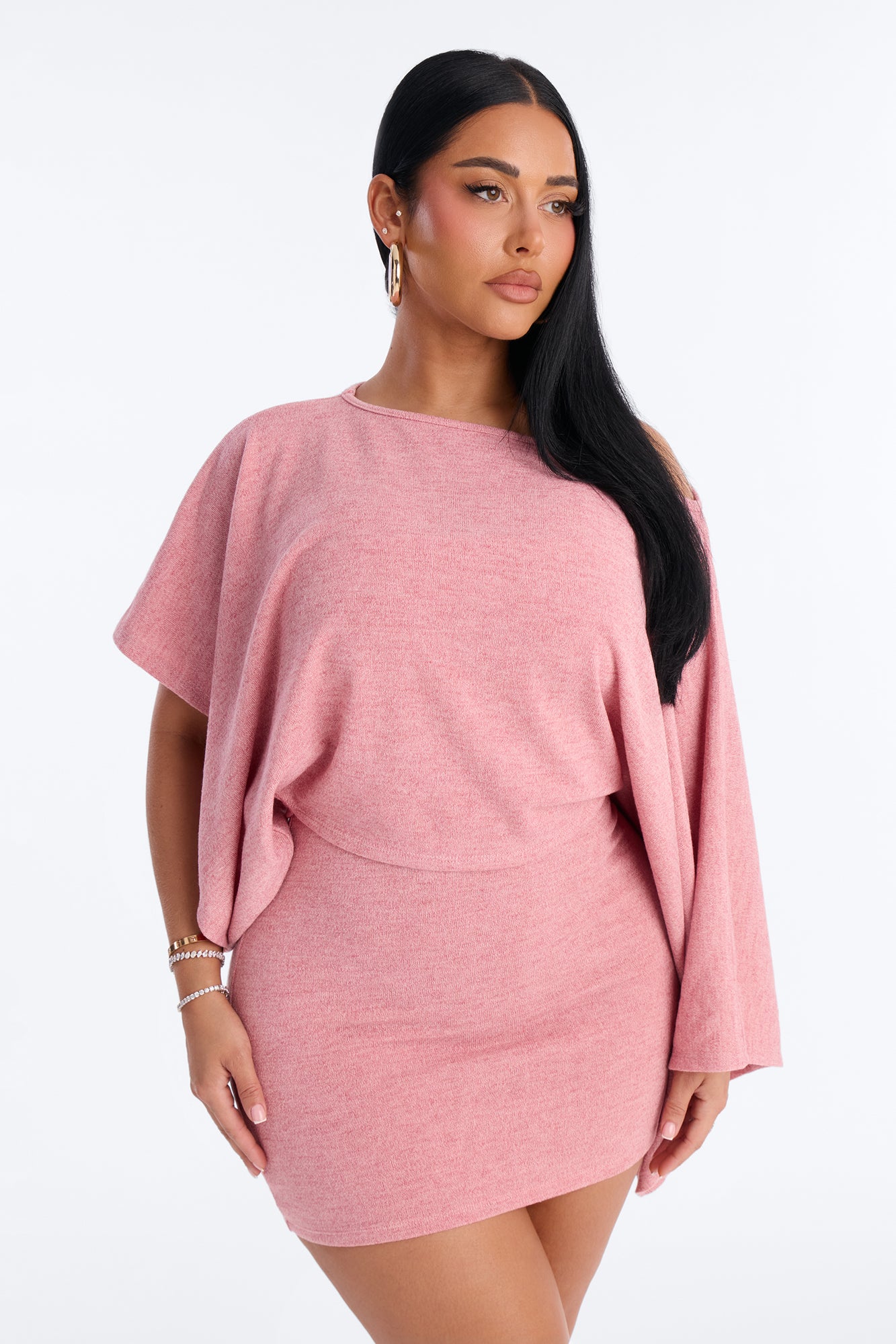 Isabella Strapless Sweater Mini Dress Set - Pink