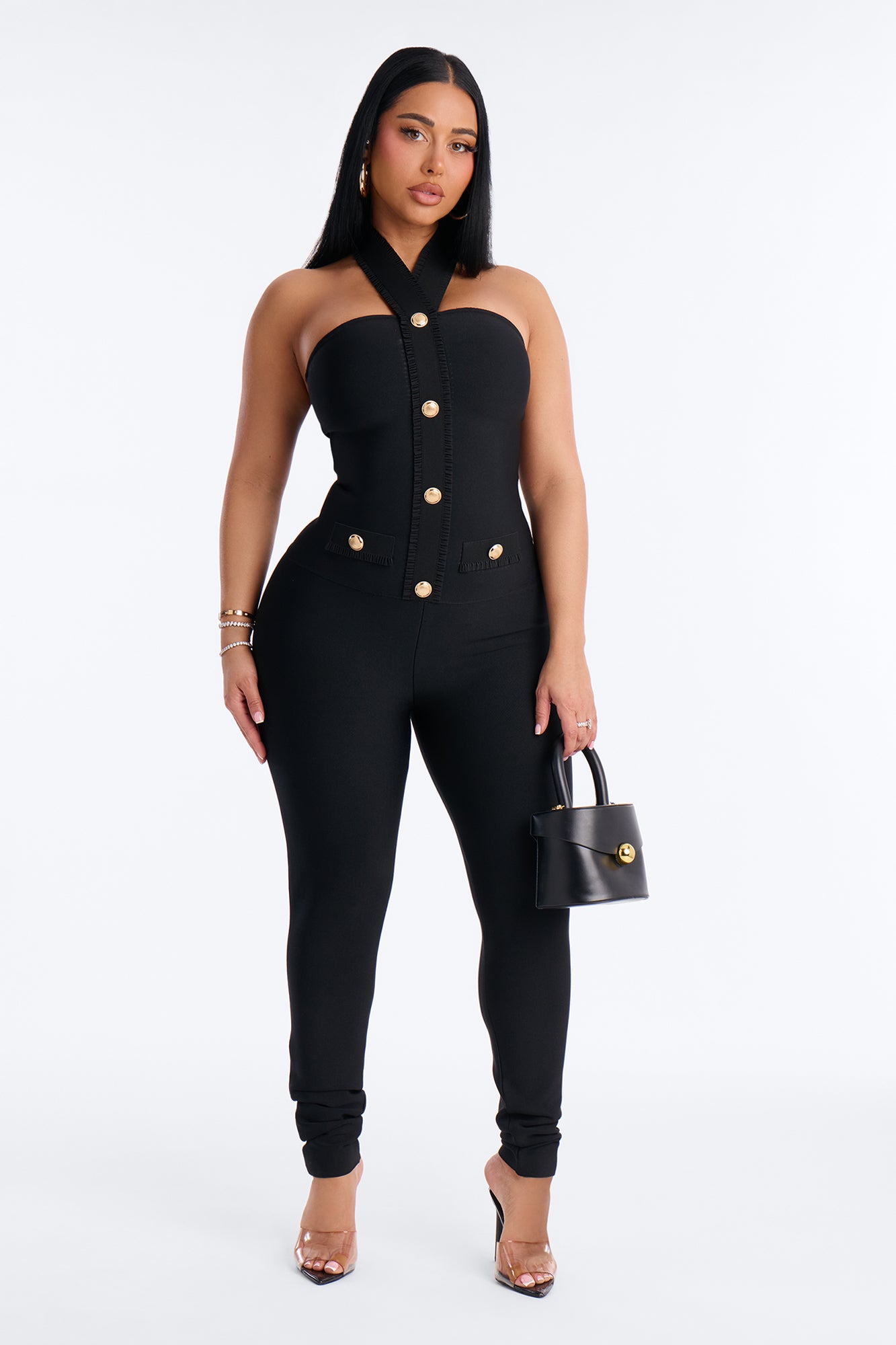 Star Struck Bandage Jumpsuit - Black
