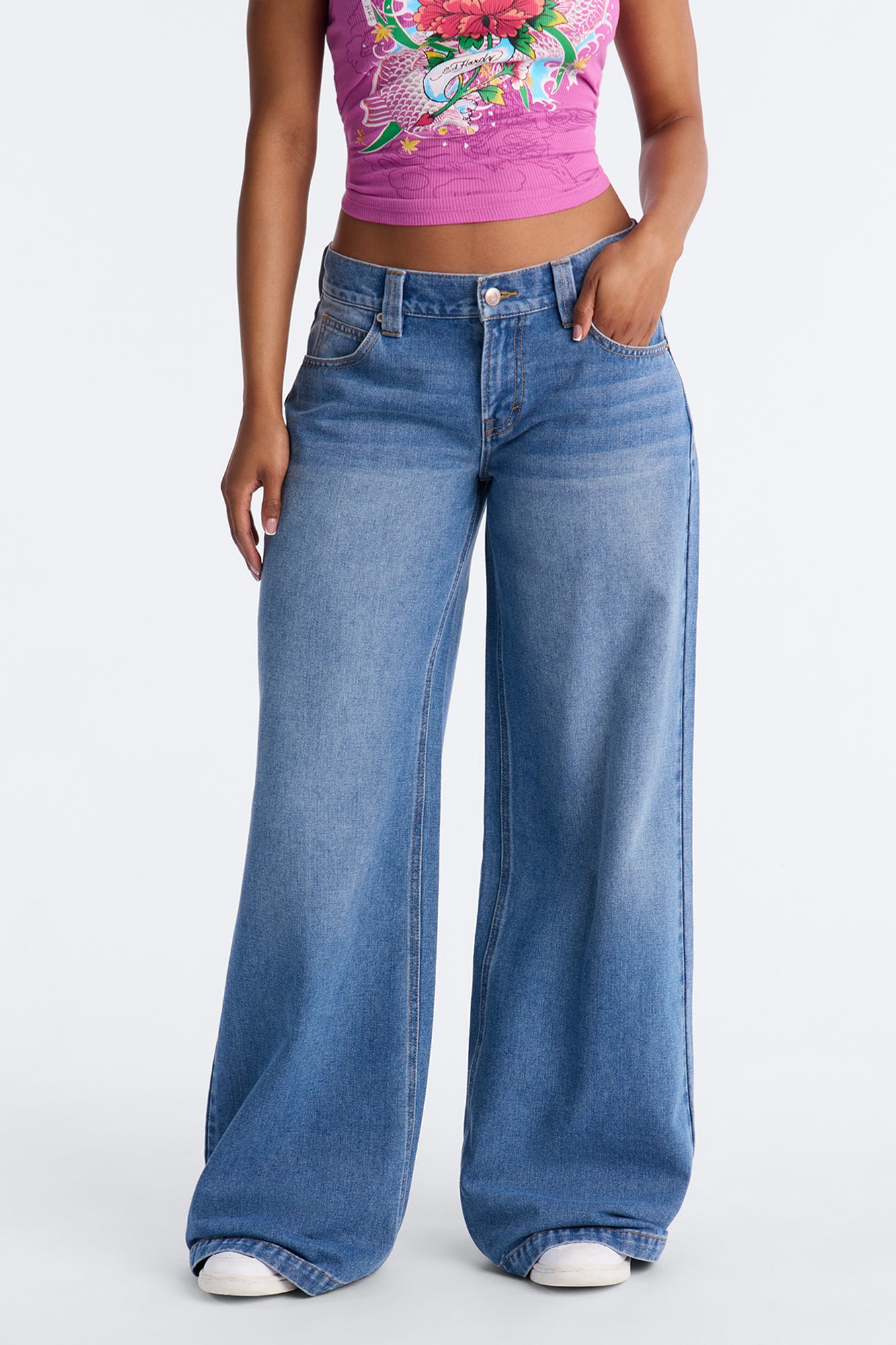 After Hours Low Rise Baggy Jeans - Medium Wash