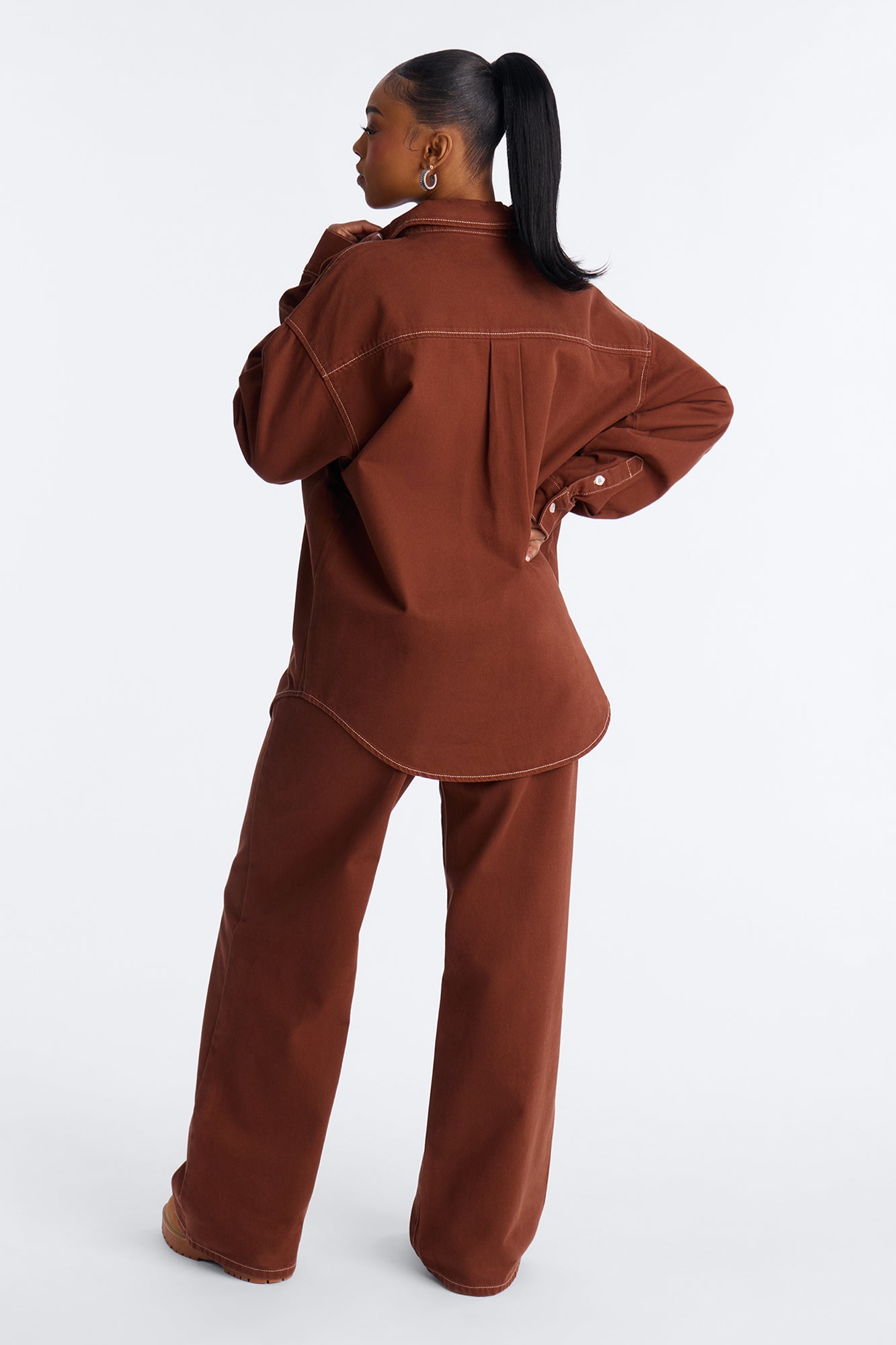 Del Rey Denim Pant Set - Brown