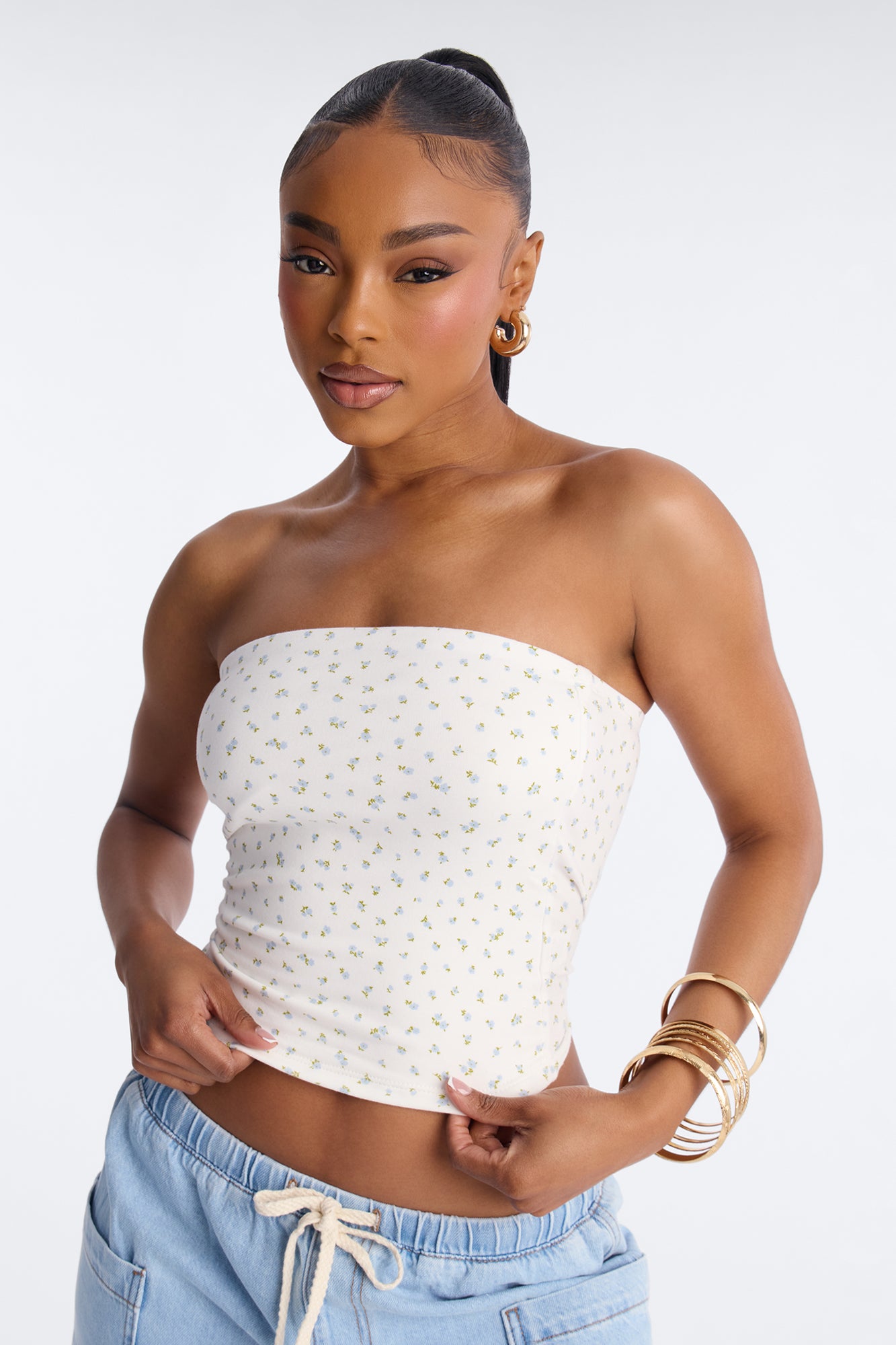 Ditsy Dreams Double Lined Tube Top - Off White