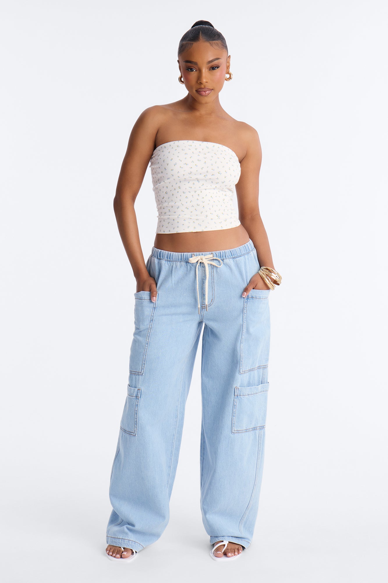 Paradise Found Tie Waist Jeans - Light Wash
