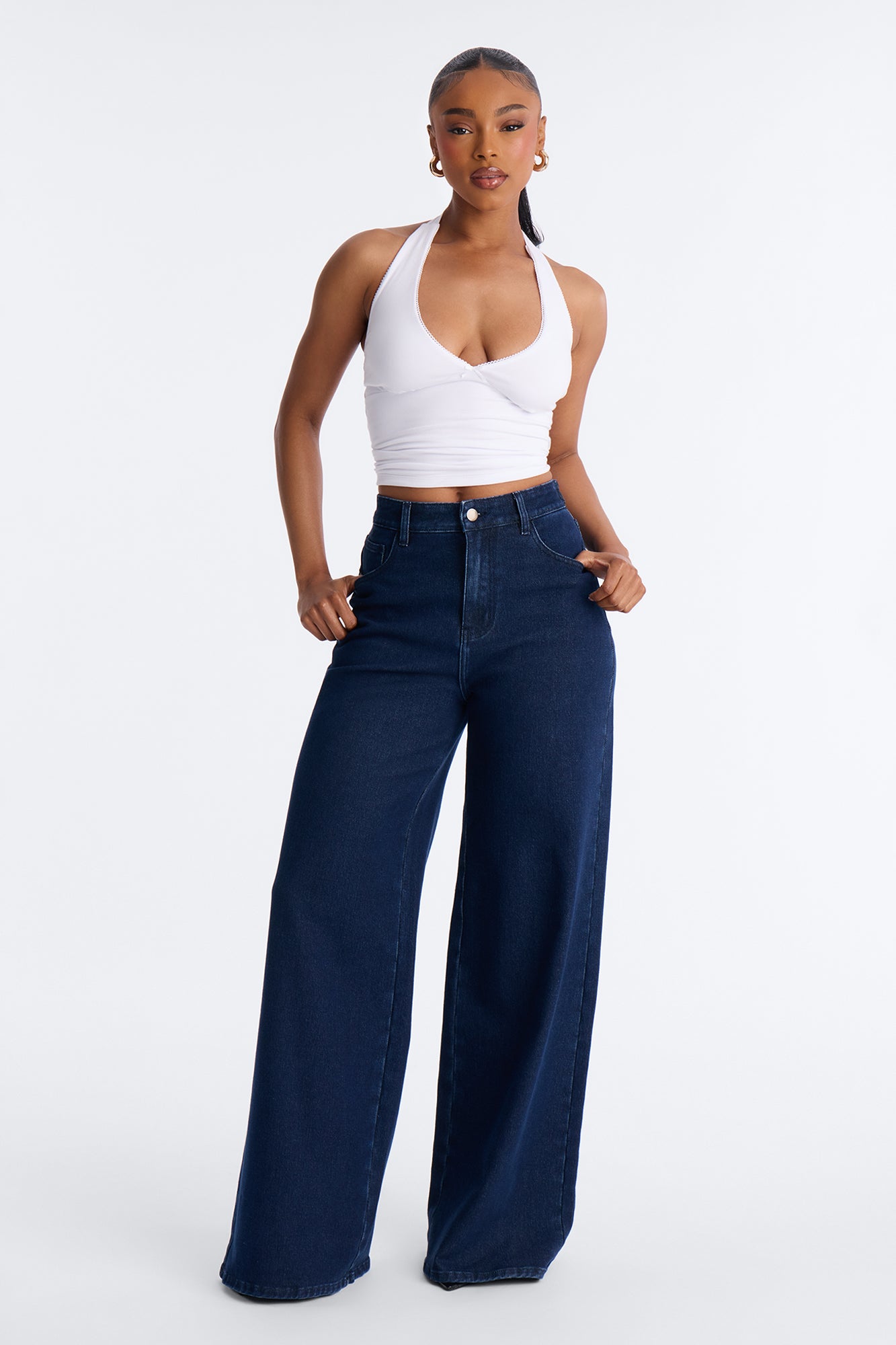 Out Of Sight Wide Leg Jeans - Dark Wash