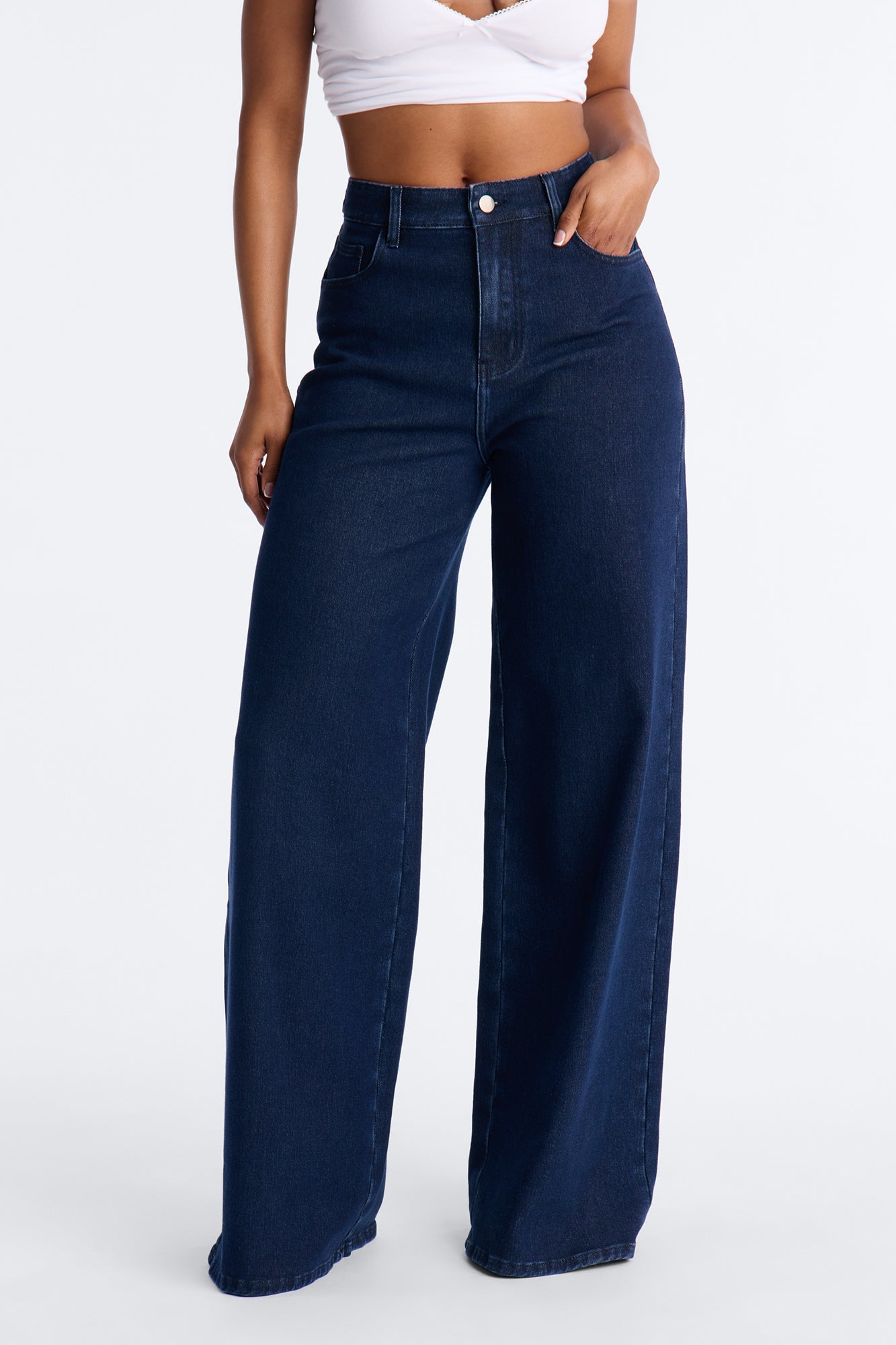 Out Of Sight Wide Leg Jeans - Dark Wash
